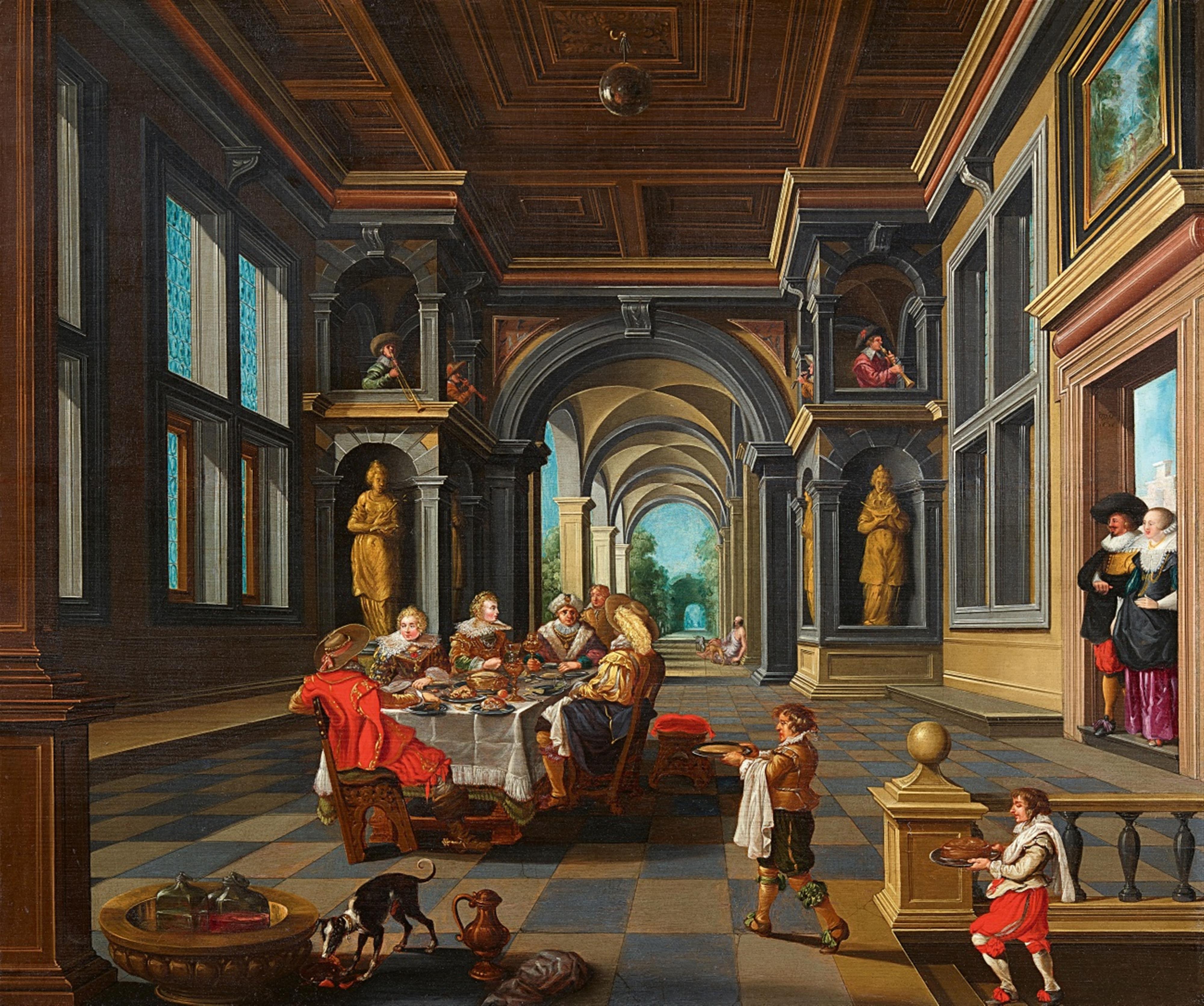 Dirck van Delen - Palace Interior with the Parable of the Rich Man and Poor Lazarus - image-1