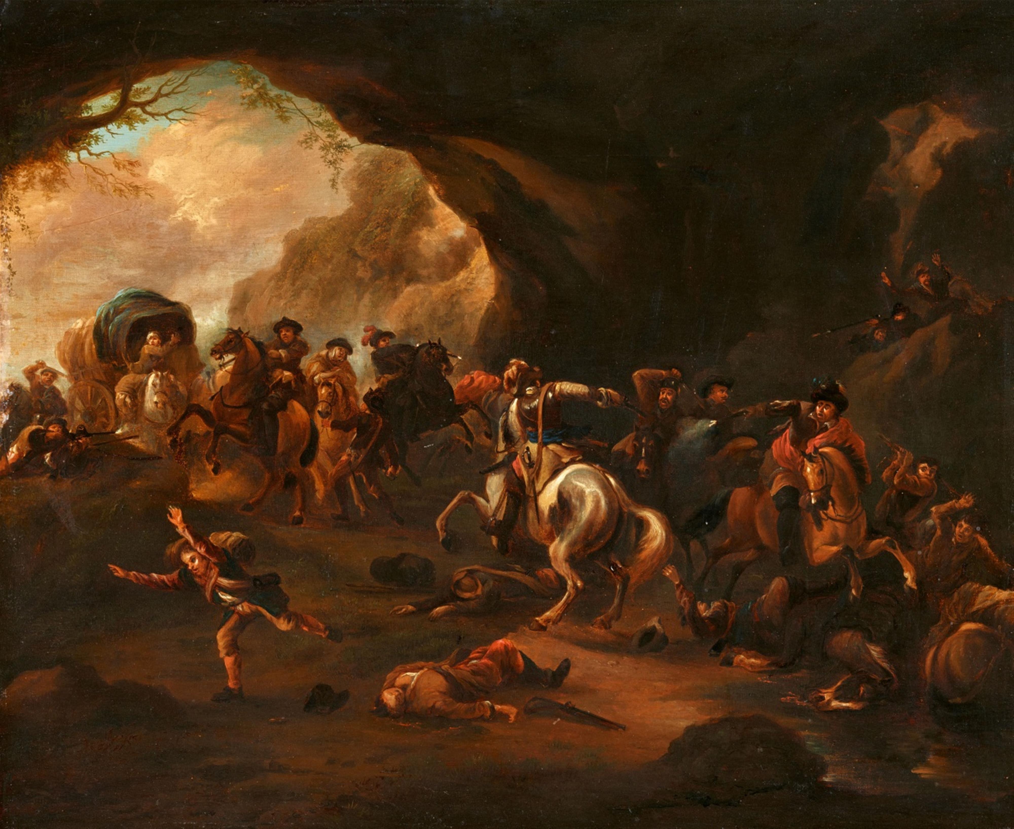 Dirck Stoop - Battle with Infantrymen and Cavalry in a Mountain Grotto - image-1