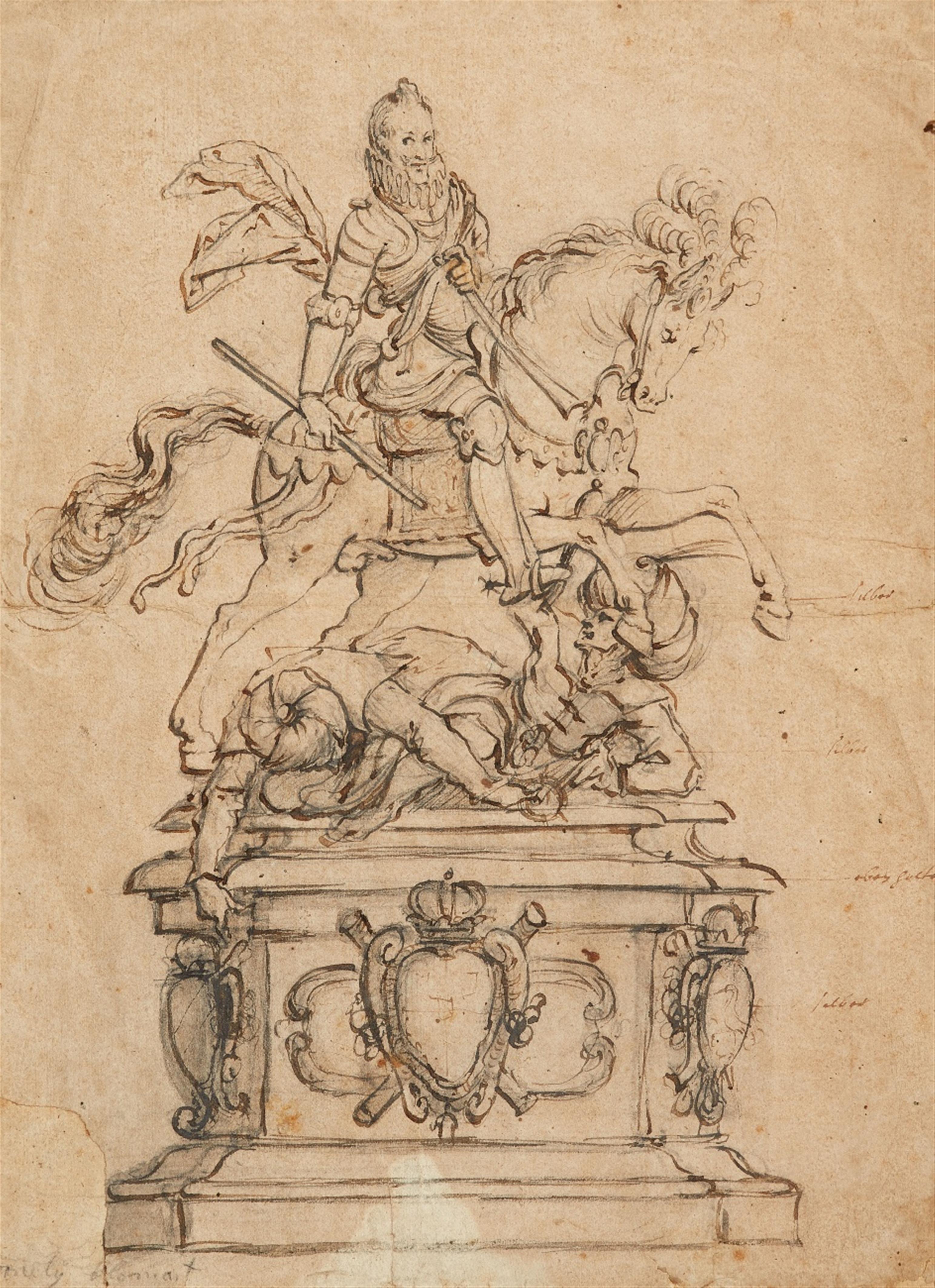 Cornelis II Bloemaert, attributed to - Equestrian Monument for a Goldsmith - image-1
