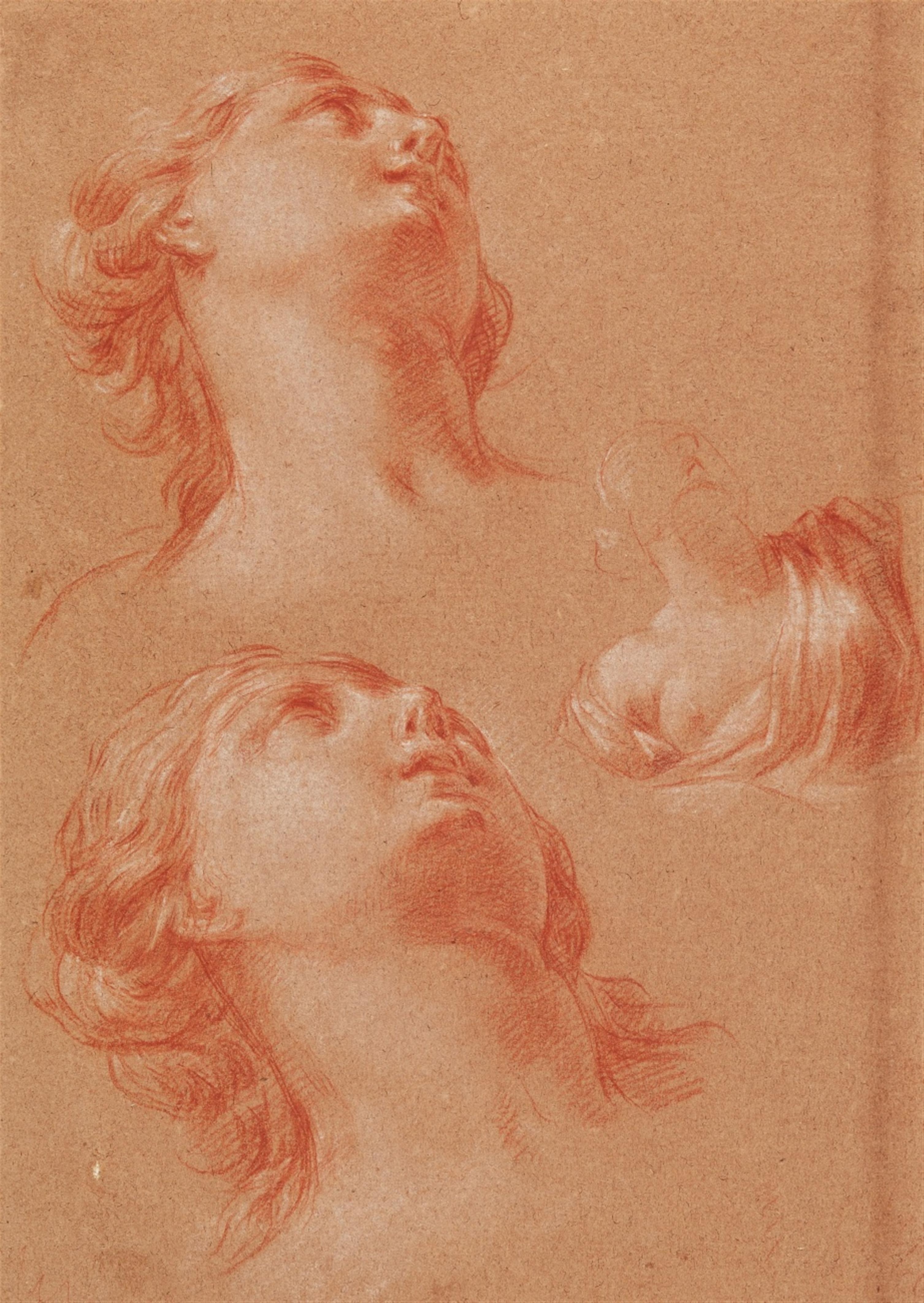 French School 18th century - Two Studies of Female Heads, one Bust - image-1