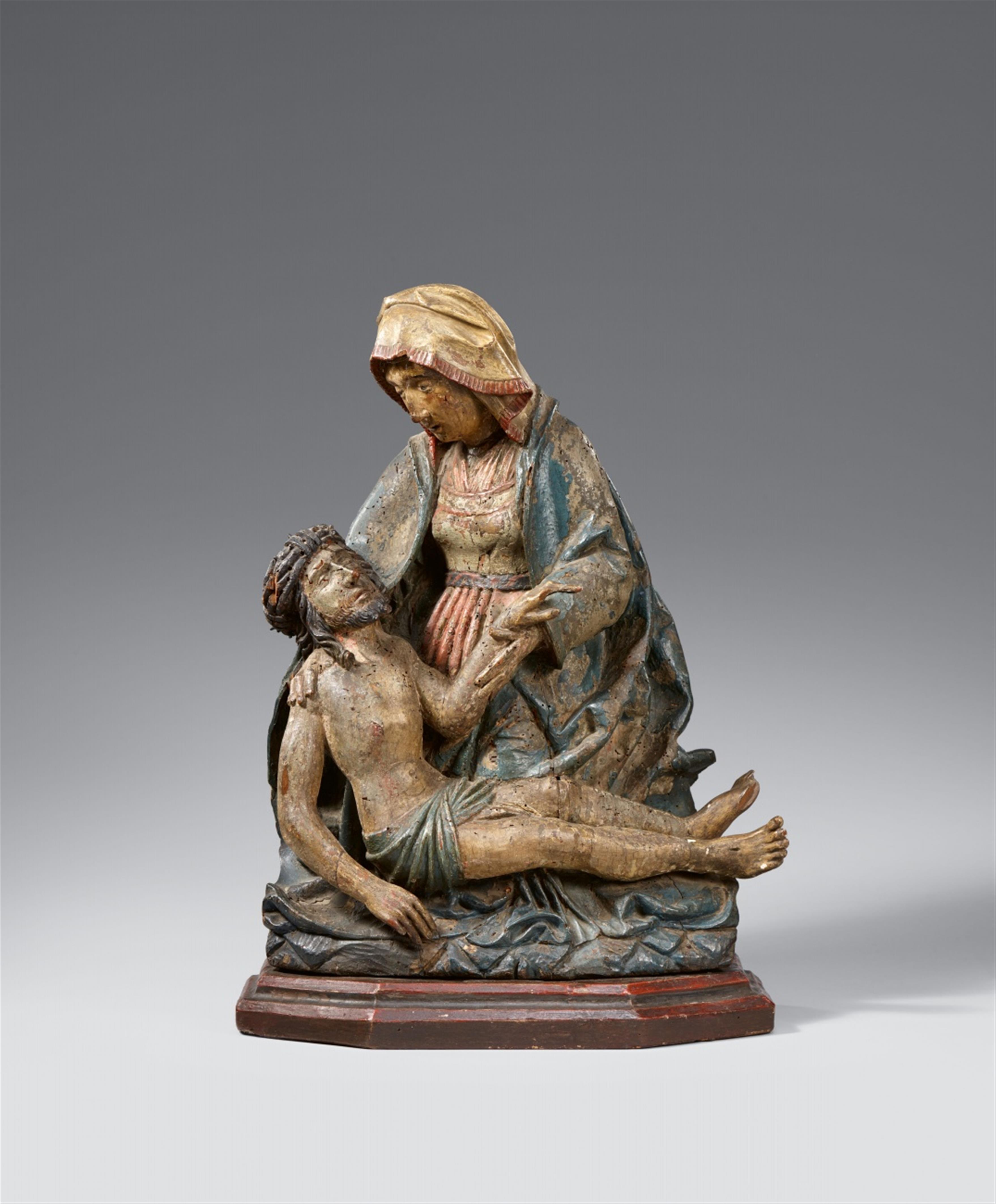 Probably West Germany 2nd half 15th century - A carved wood pietà, probably West German, 2nd half 15th century - image-1