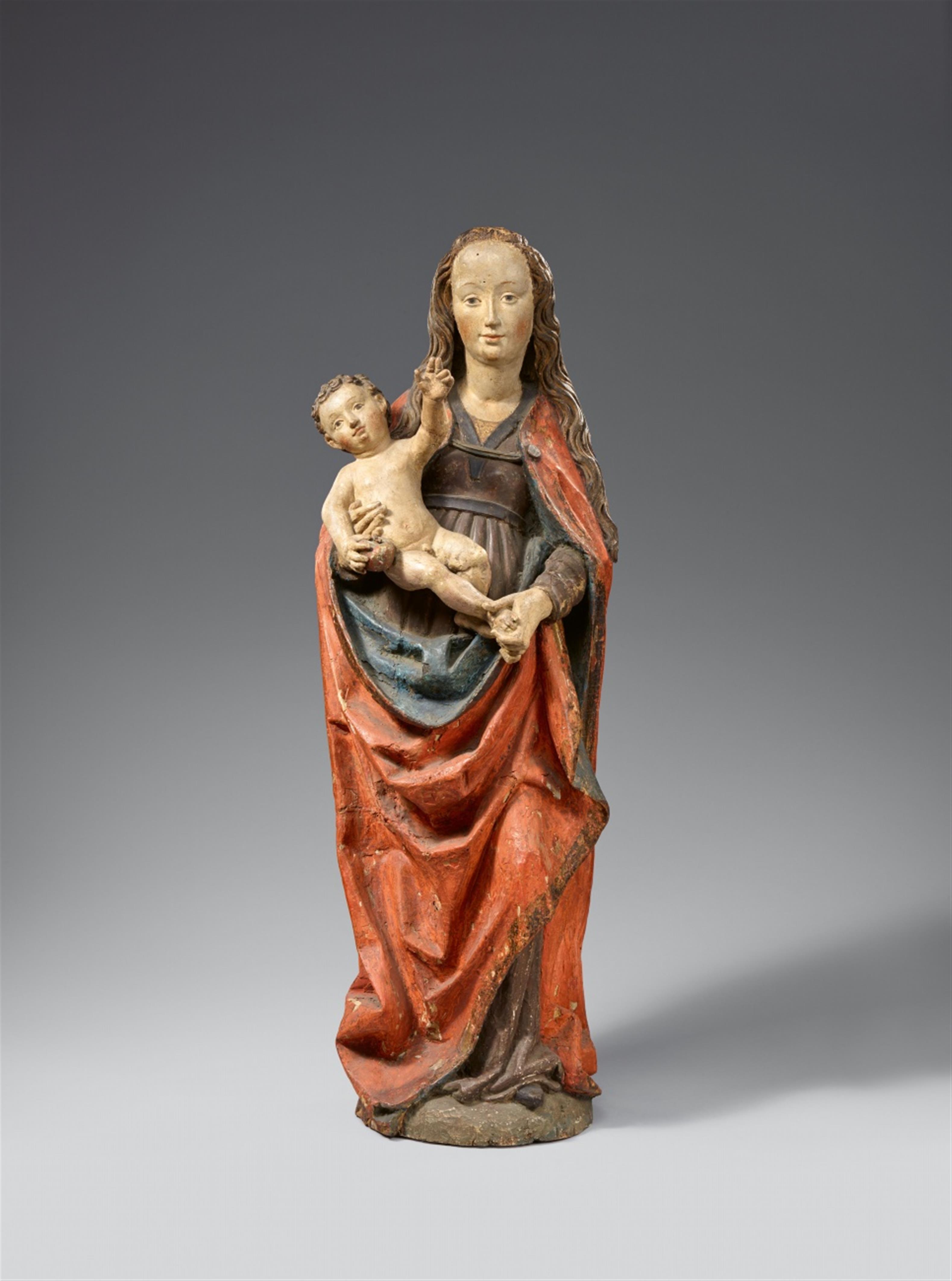 Probably Central Rhine Region 2nd half 15th century - A late 15th century carved wood figure of the Virgin and Child, probably Central Rhine Region - image-1