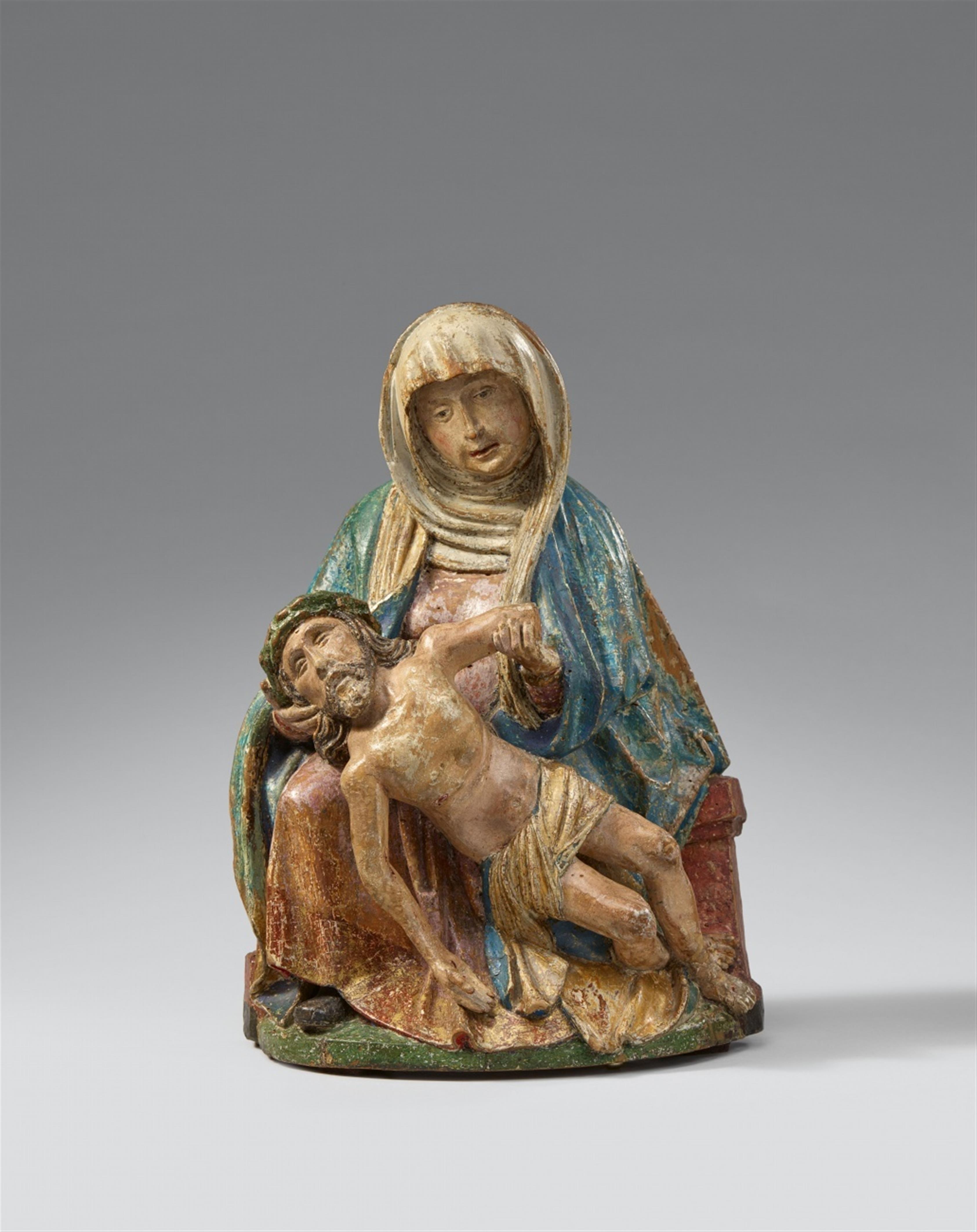West Germany 2nd half 15th century - A West German carved wooden pietà group, 2nd half 15th century - image-1