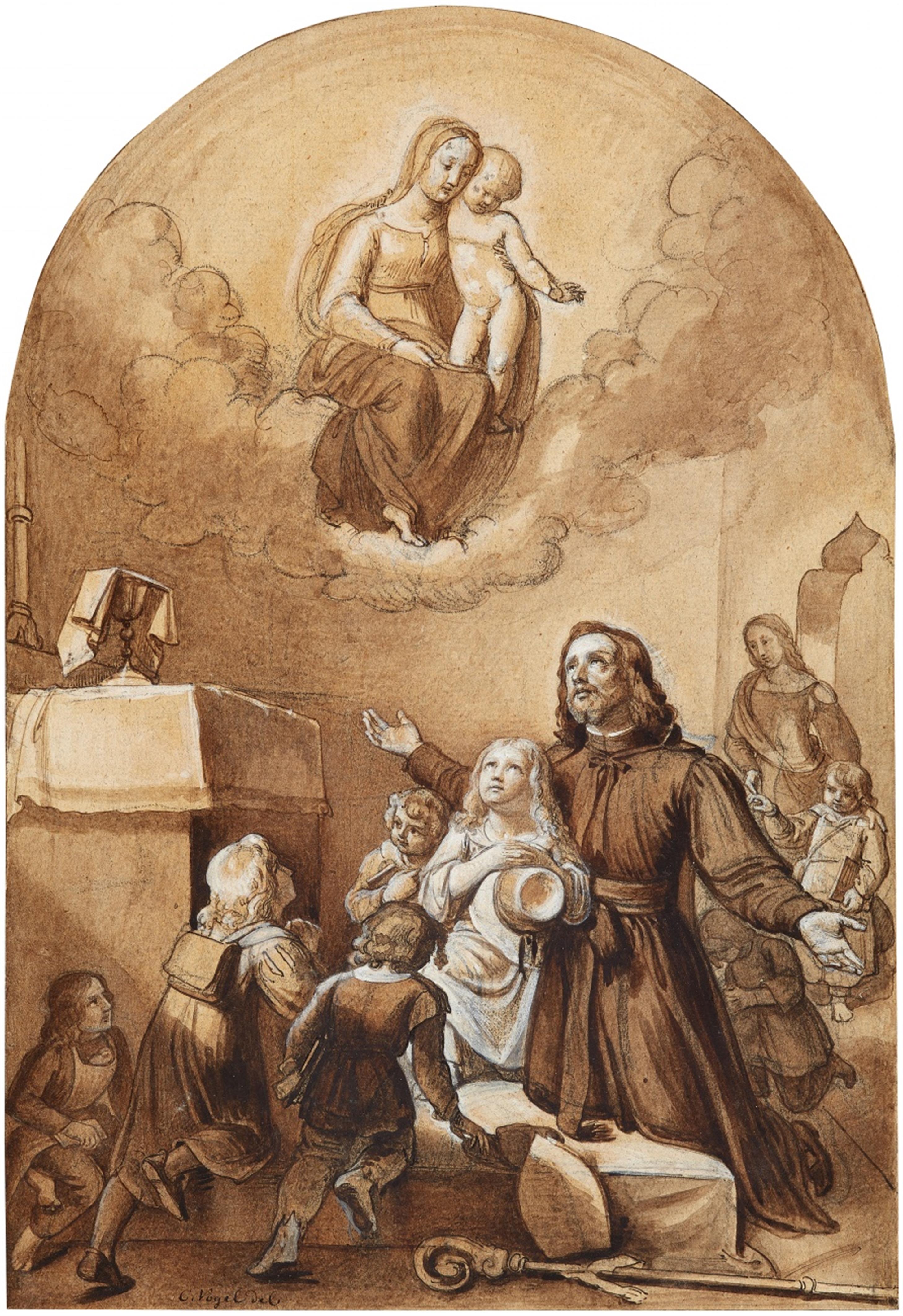 Carl Christian Vogel von Vogelstein - The Virgin Mary appearing to Saint Joseph Calasanz and Children - image-1