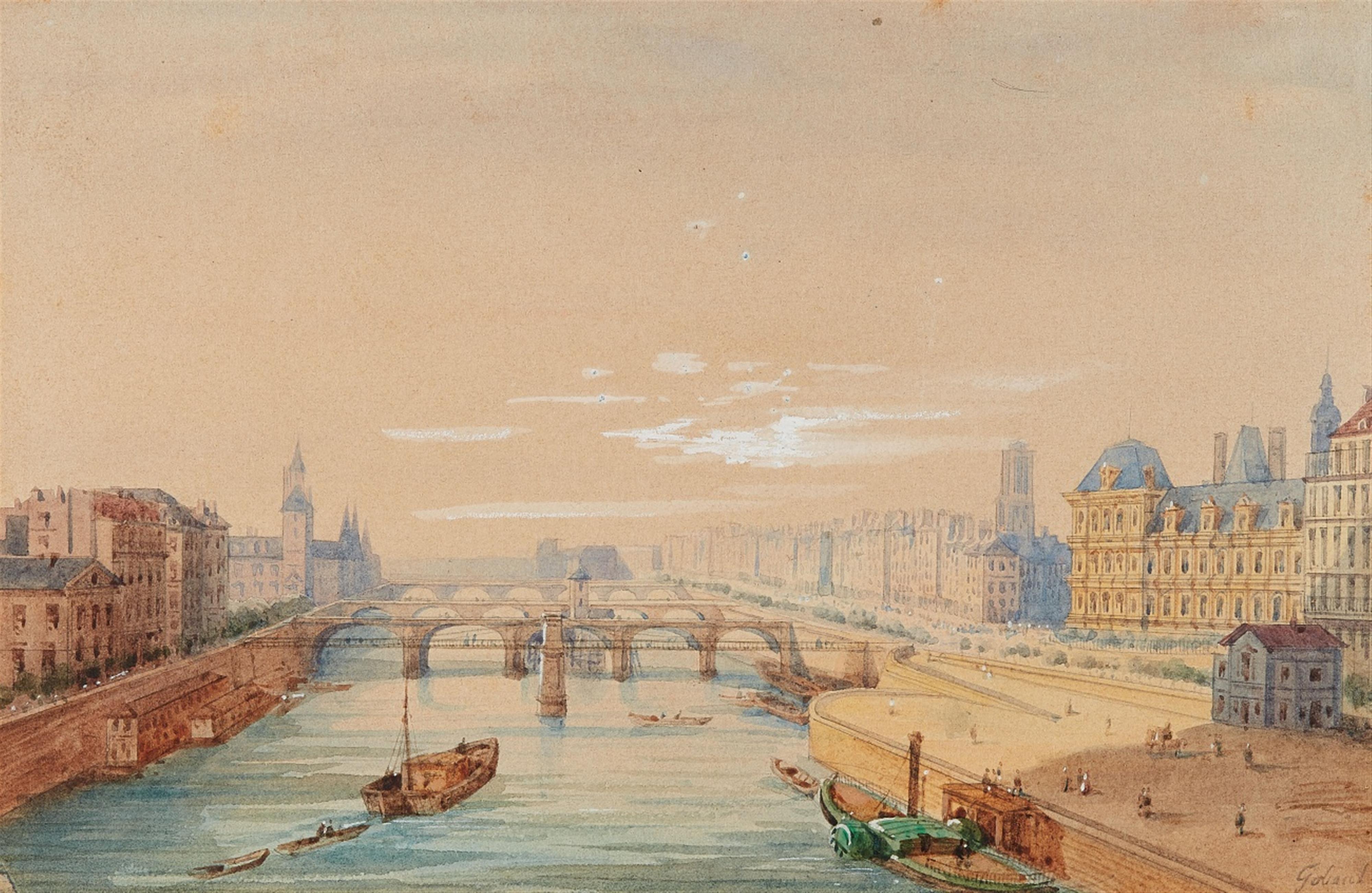 Gaspard Gobout - A View of the River Seine in Paris - image-1