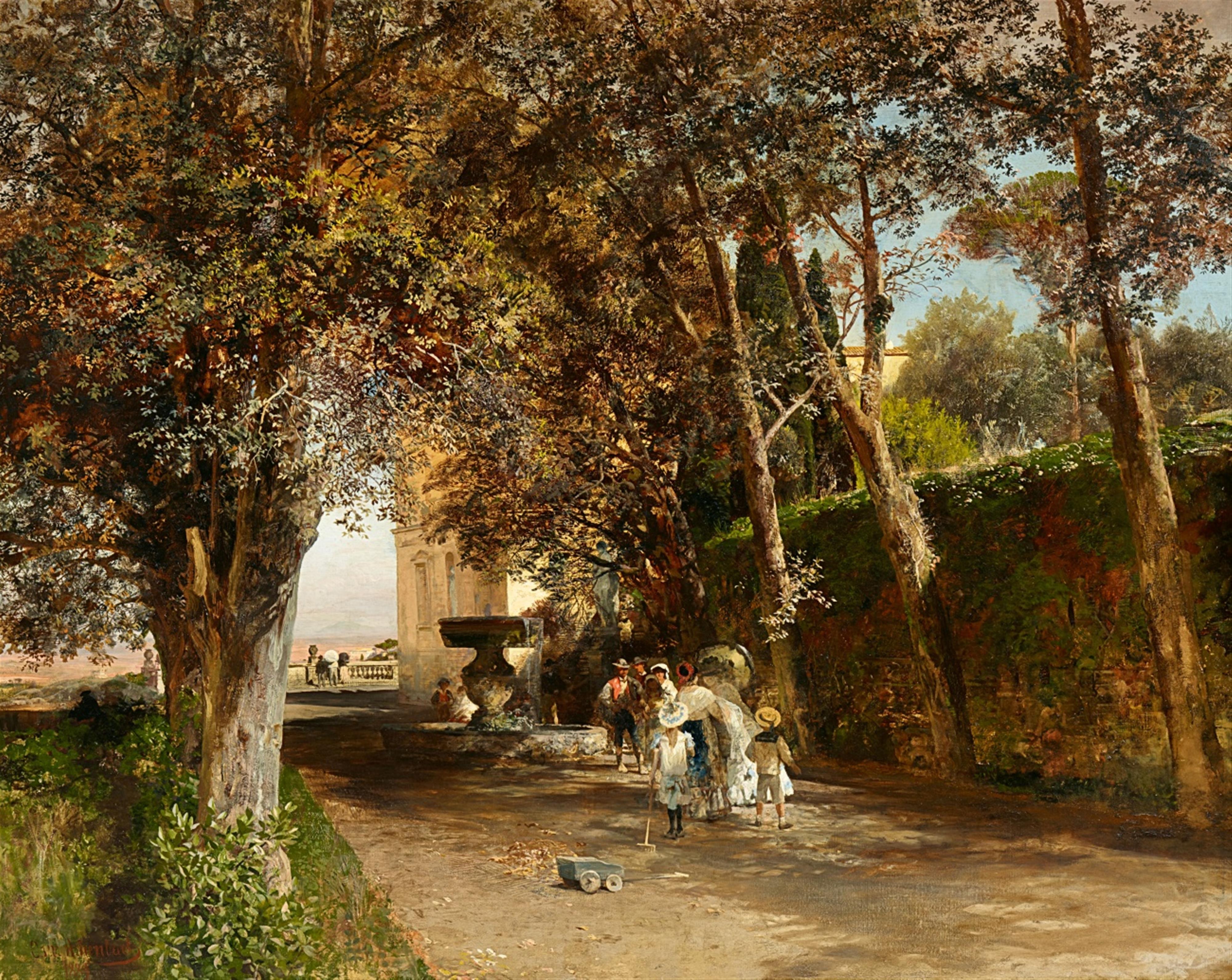 Oswald Achenbach - Gesellschaft im Park der Villa Torlonia in Frascati - image-1