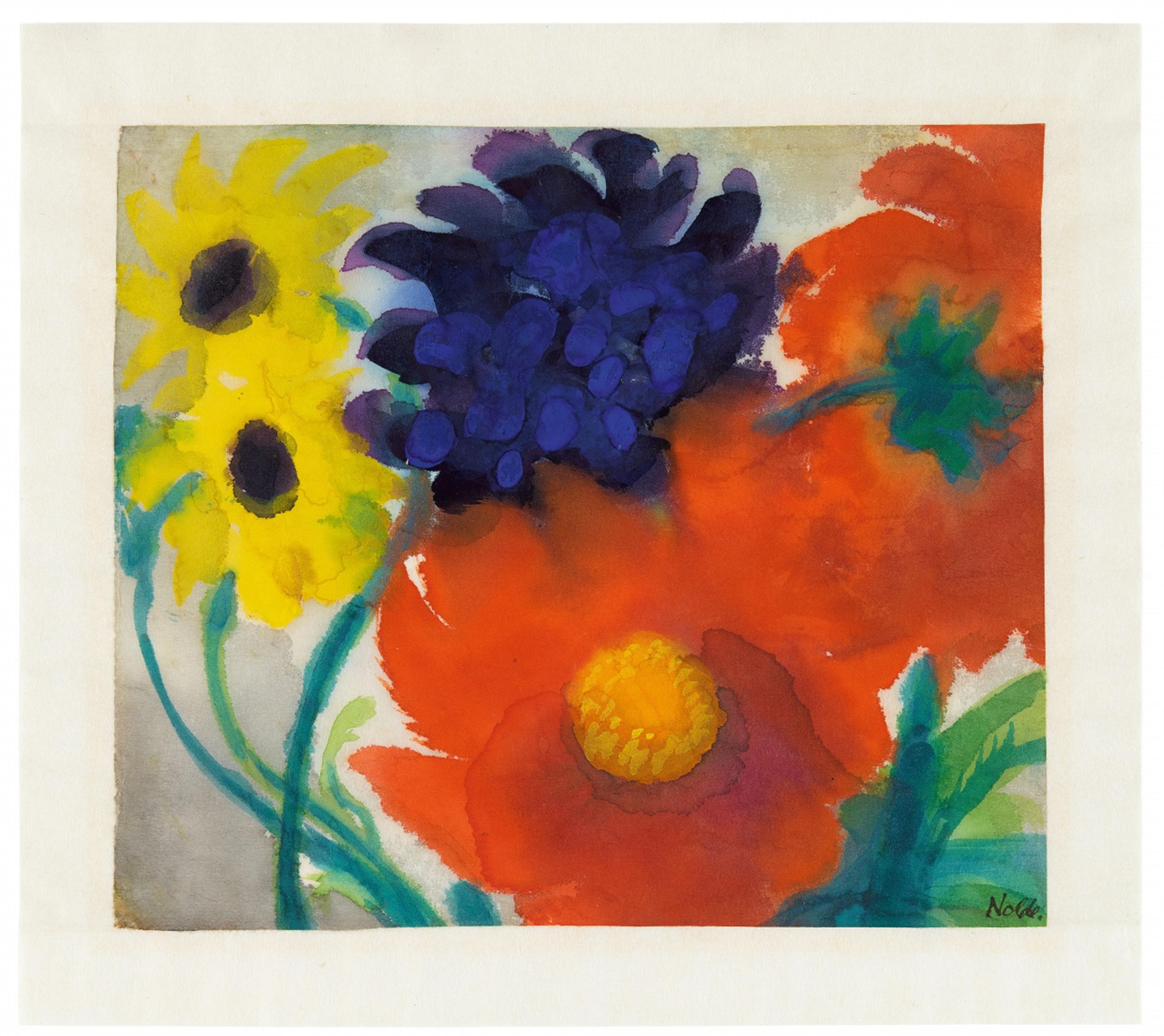 Emil Nolde - Rote, blaue und gelbe Blumen - image-1
