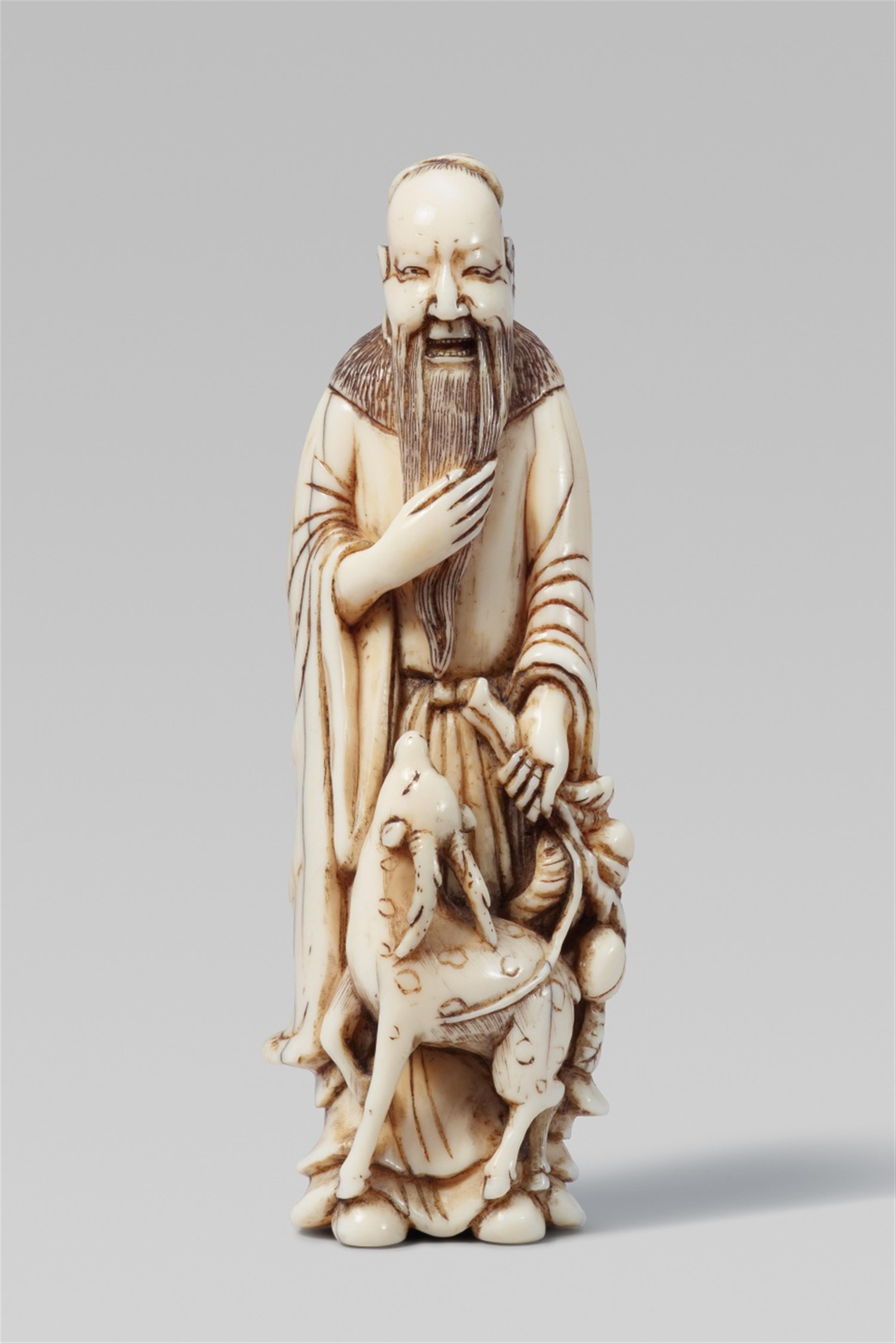 A fine ivory netsuke of Jurôjin. Early 19th century - image-1