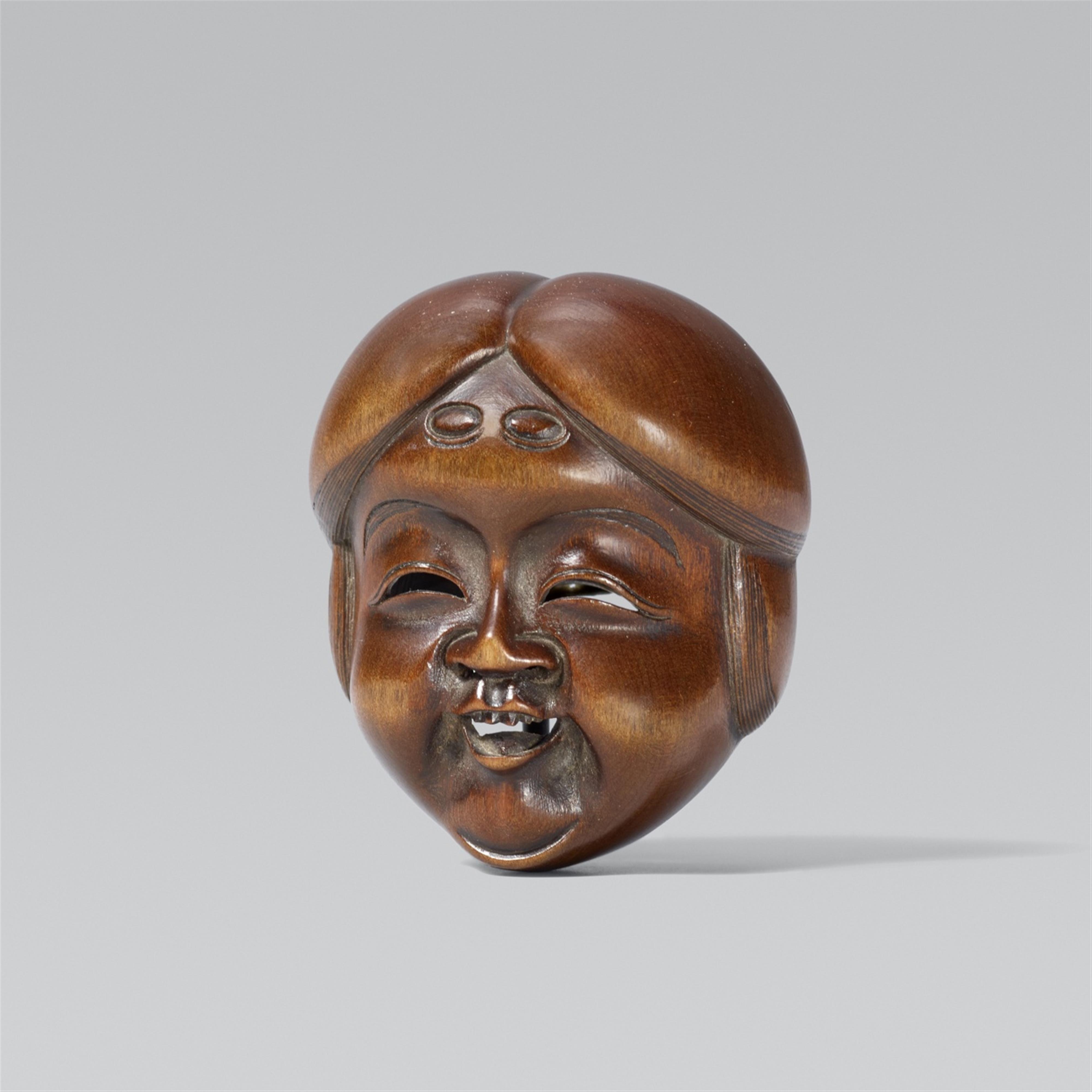 Okame mask. Boxwood. 18th century  - image-1