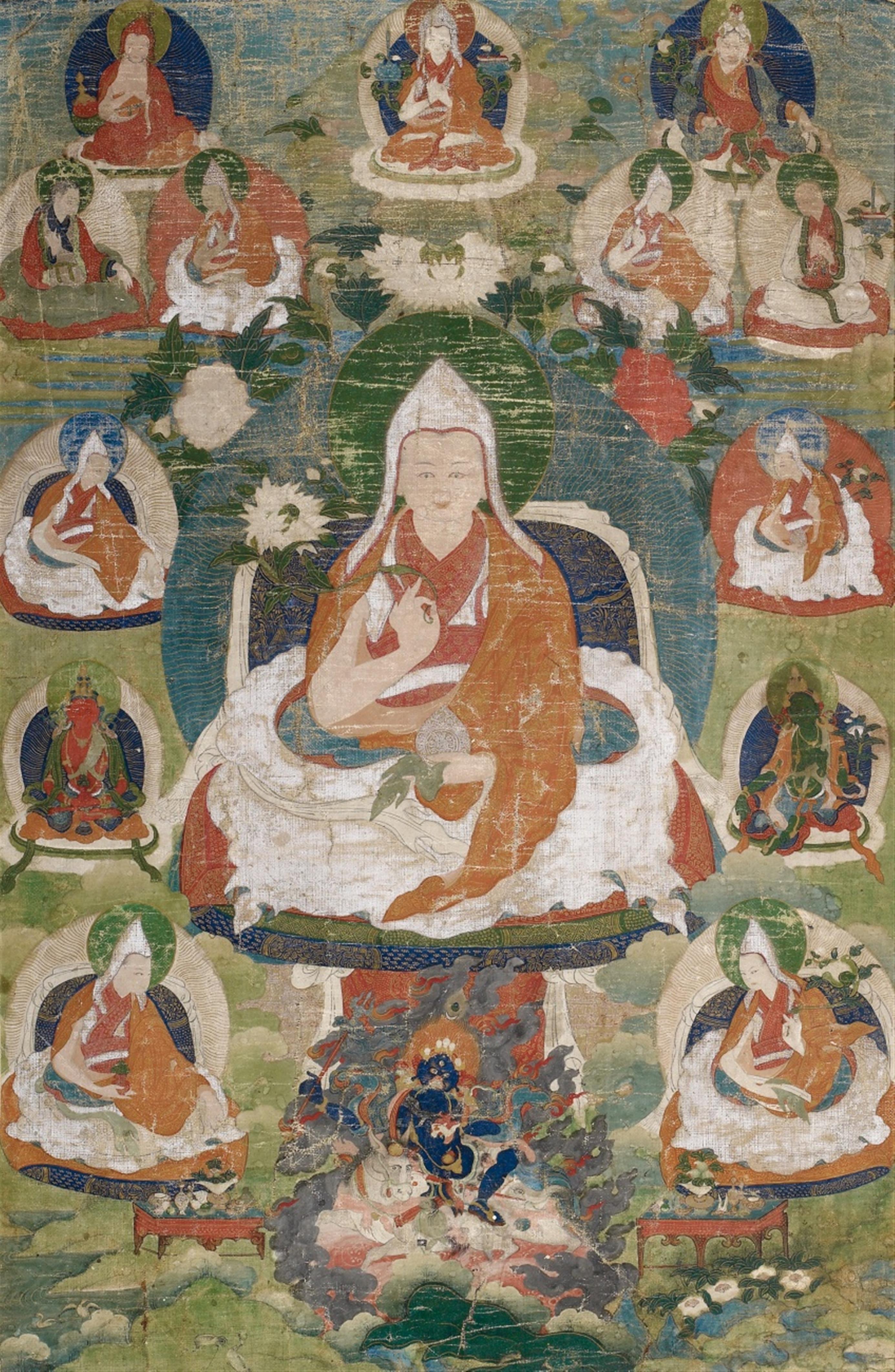 A Tibetan thangka of a dalai lama. 18th/19th century - image-1