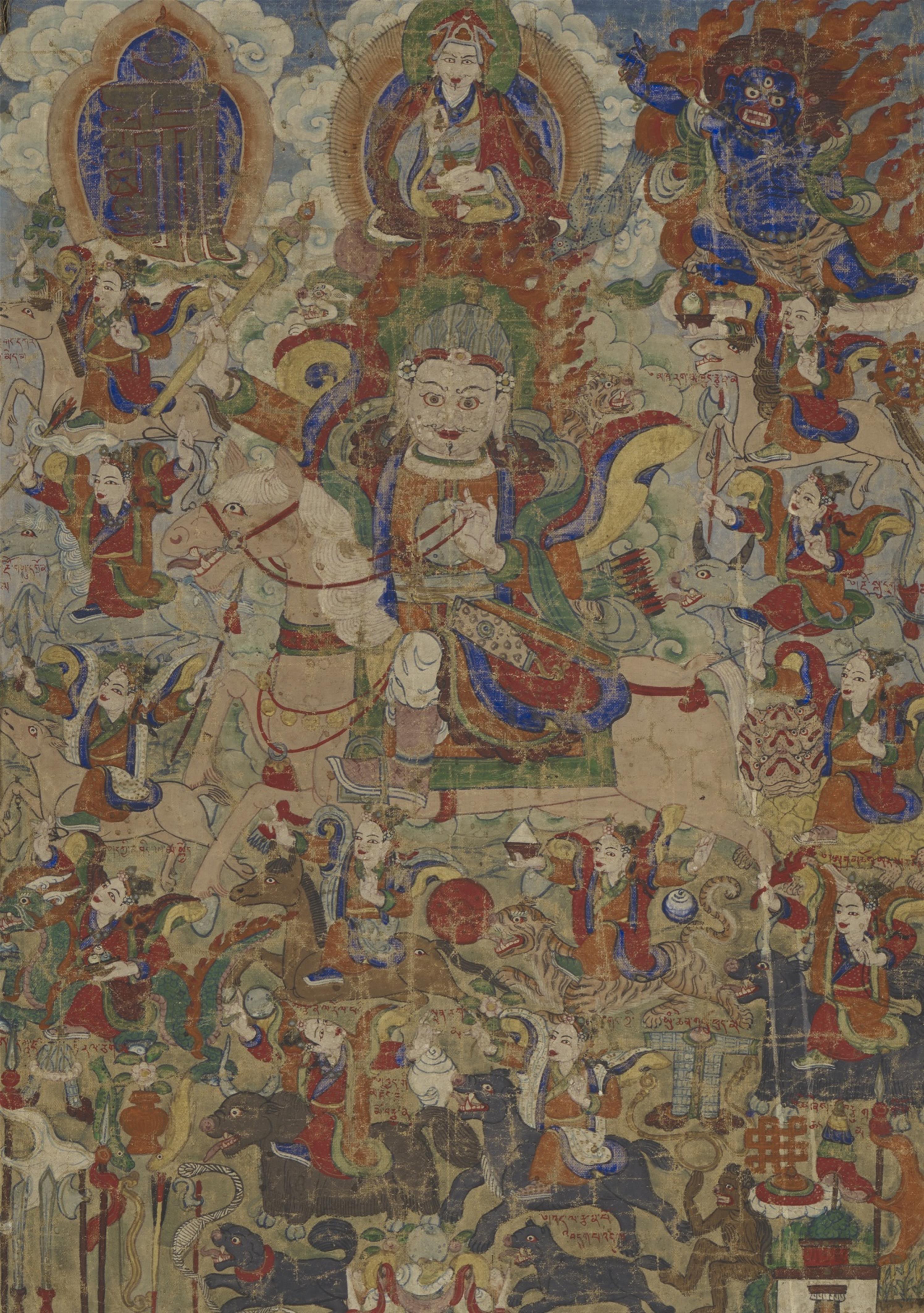 Zwei thangkas mit der Darstellung von zwei Schutzgottheiten. Mongolei. 19. Jh. - image-1