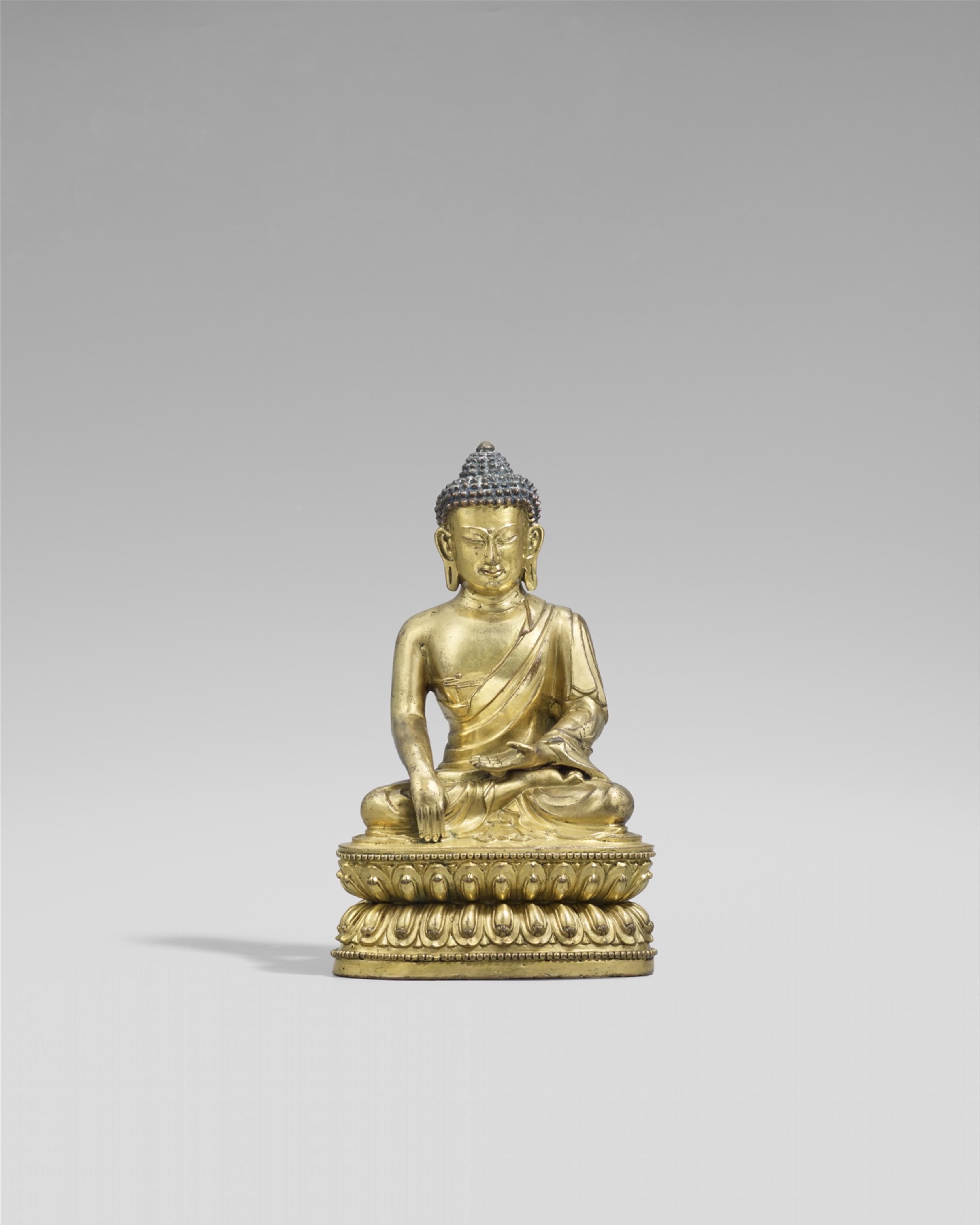 A Sinotibetan gilt bronze figure of Buddha Shakyamuni. 15th century - image-1