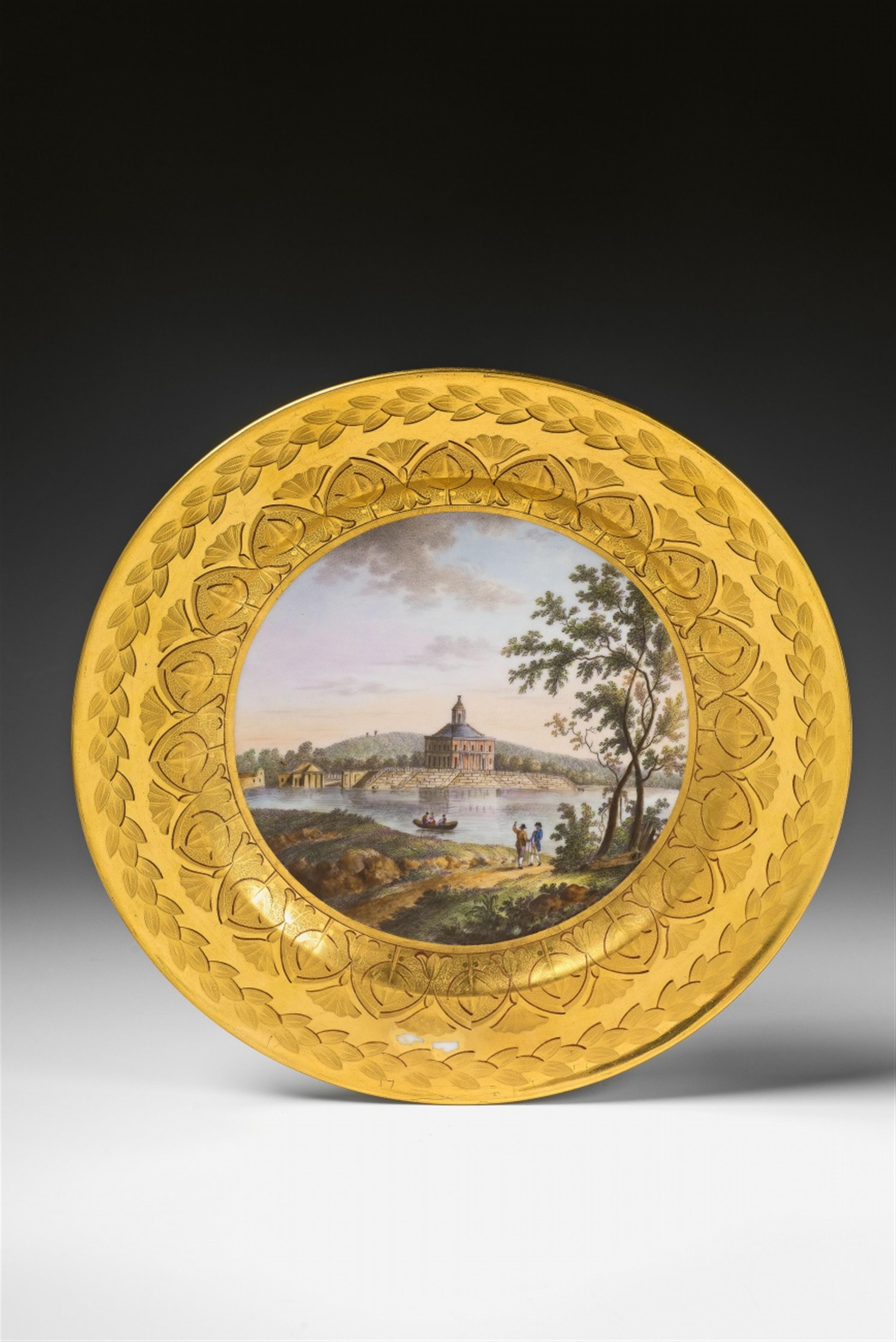 A Berlin KPM porcelain plate with a labelled view "Das Marmor Palais bei Potsdam." - image-1