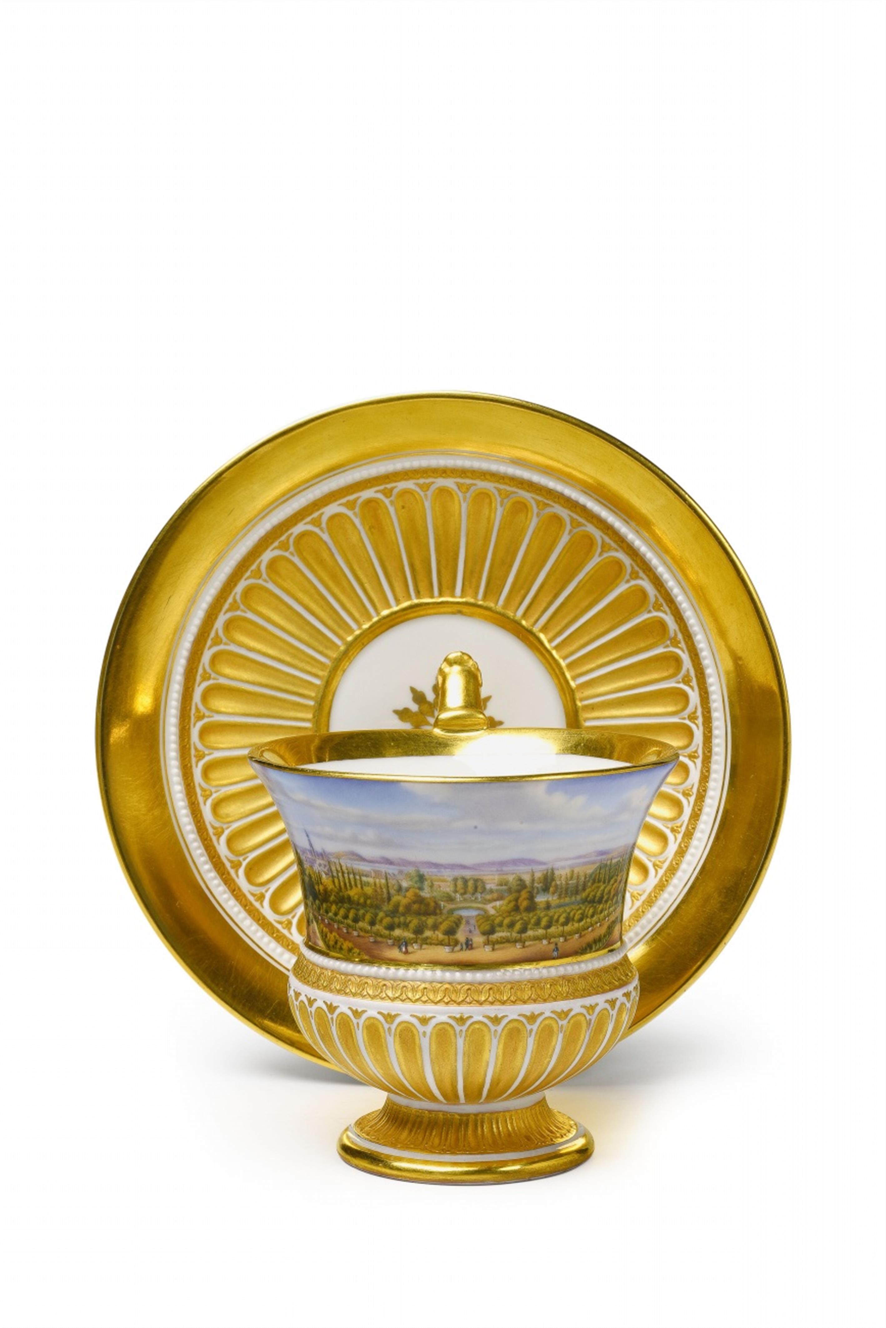 A Berlin KPM porcelain cup with a panoramic view of Sanssouci - image-1