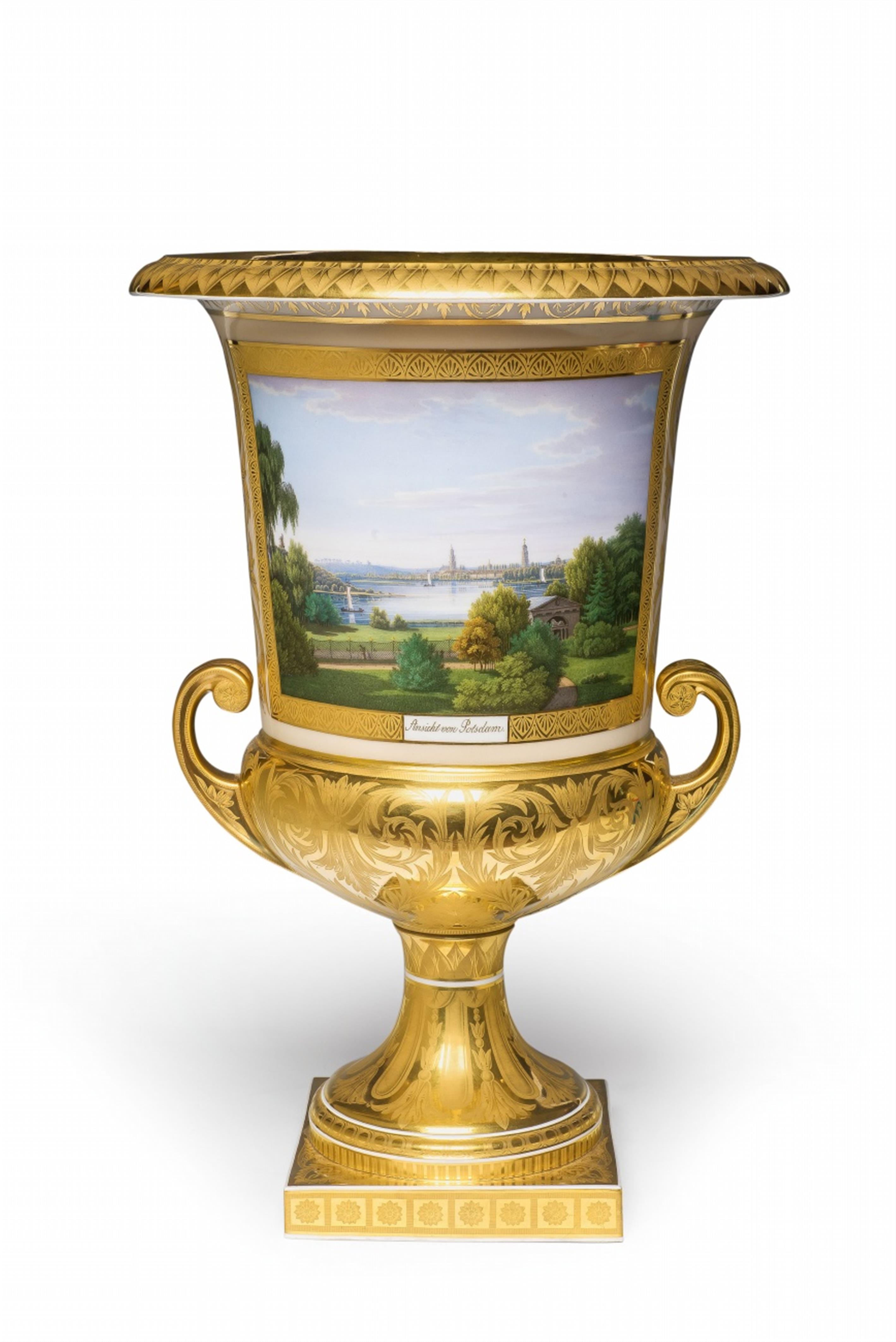 A Berlin KPM porcelain urn with views of Potsdam - image-2