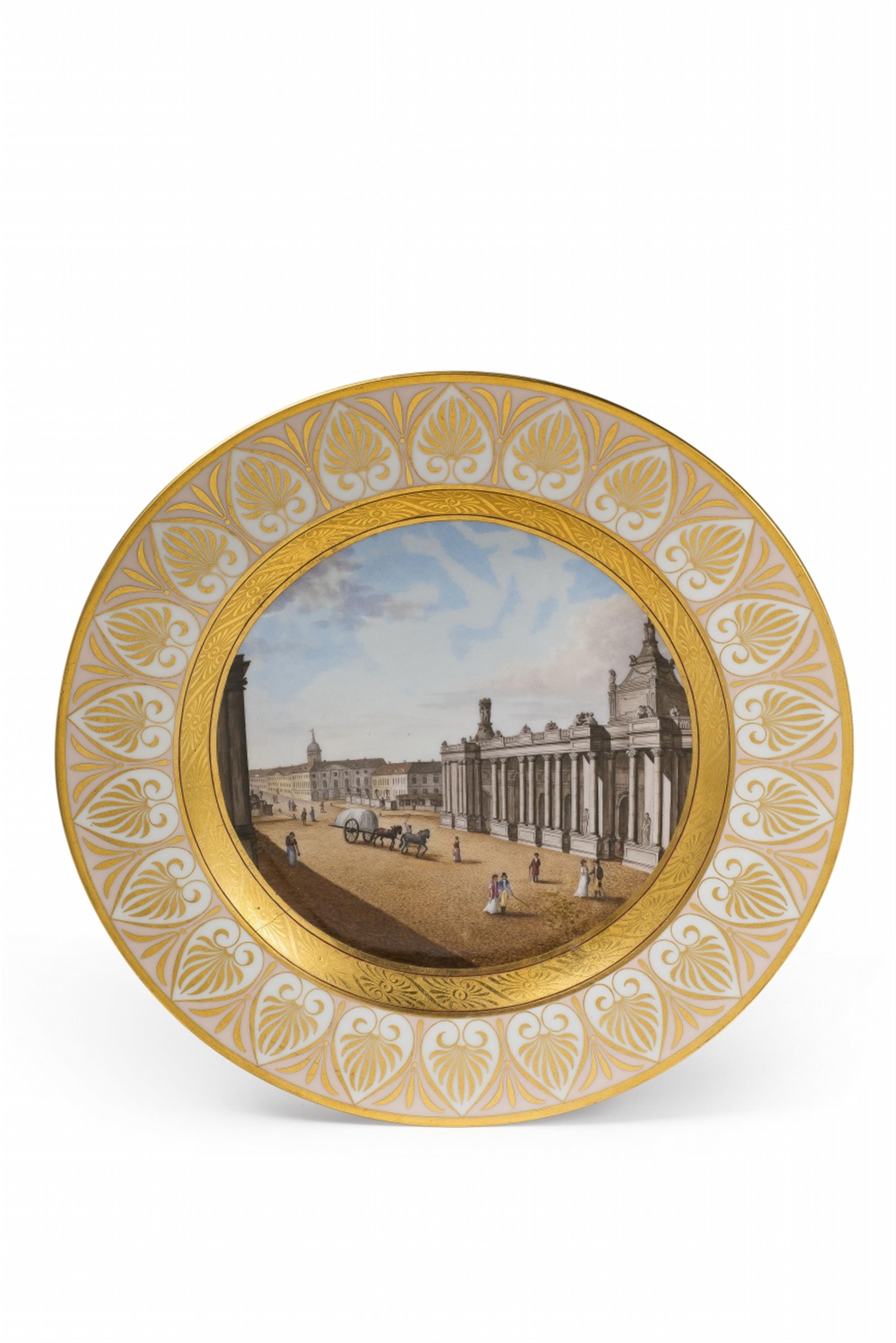 A Berlin KPM porcelain plate with a view of the Königsbrücke in Berlin - image-1