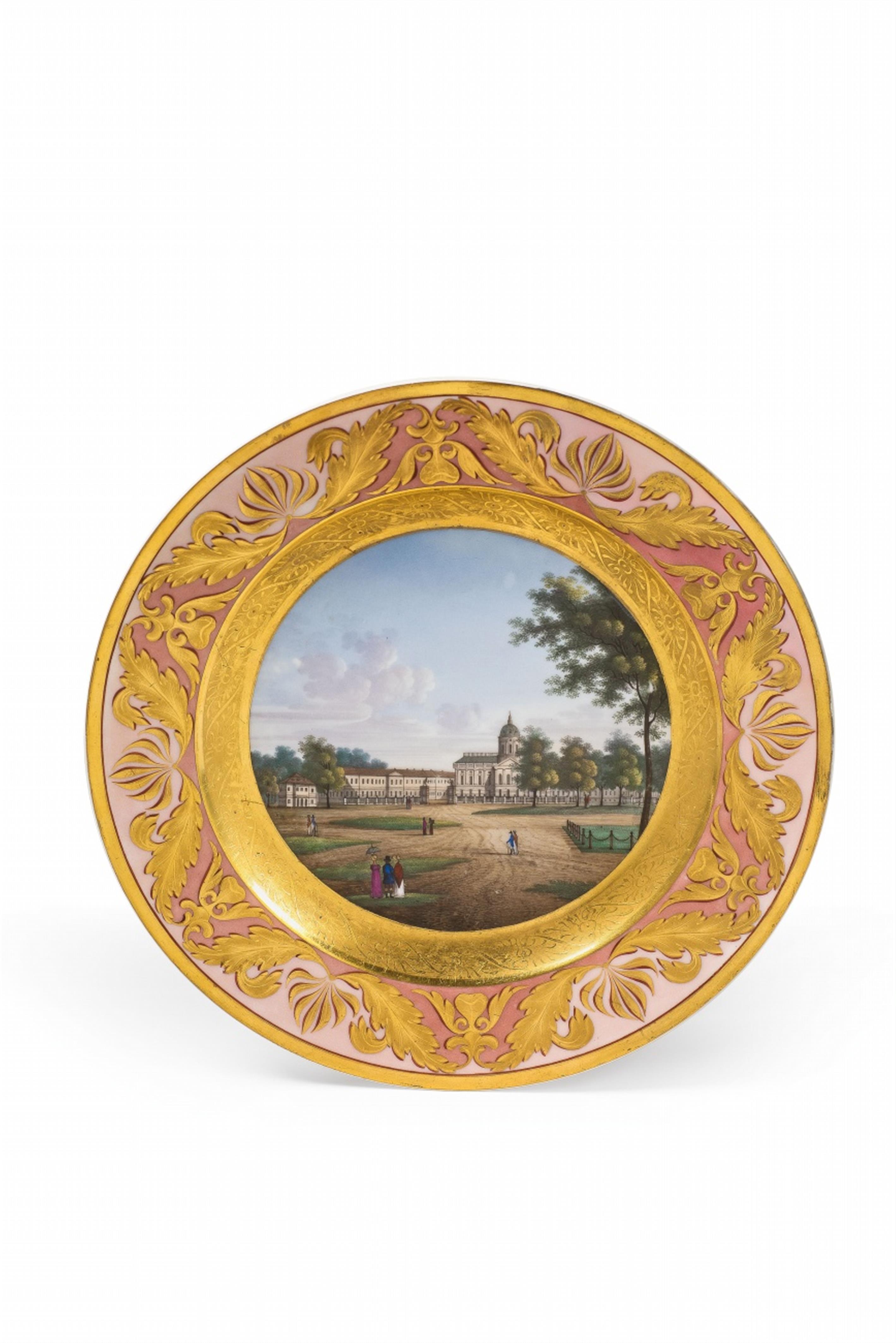 A Berlin KPM porcelain plate with a view of Charlottenburg Palace - image-1
