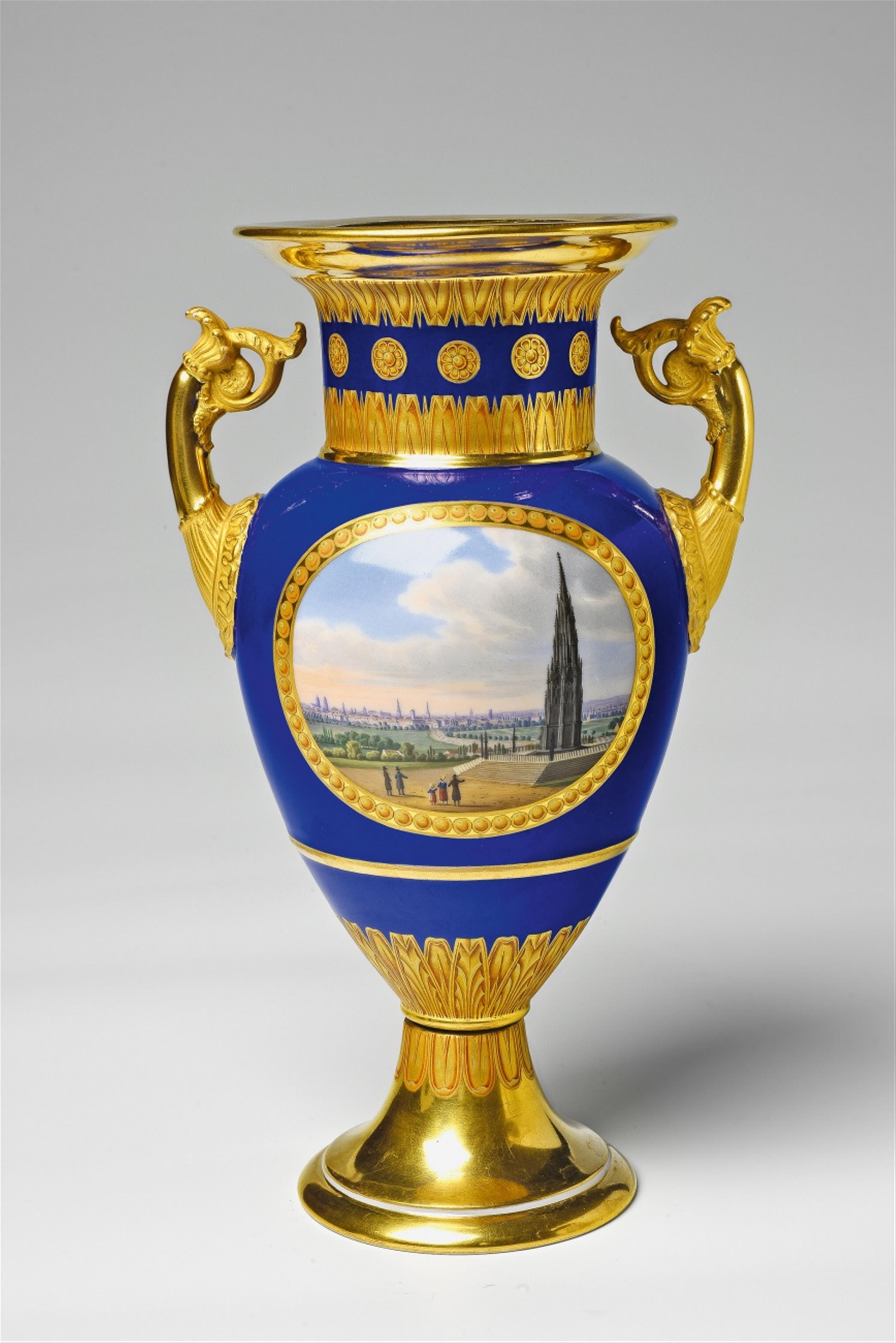 A small Berlin KPM porcelain vase with views of Berlin - image-1
