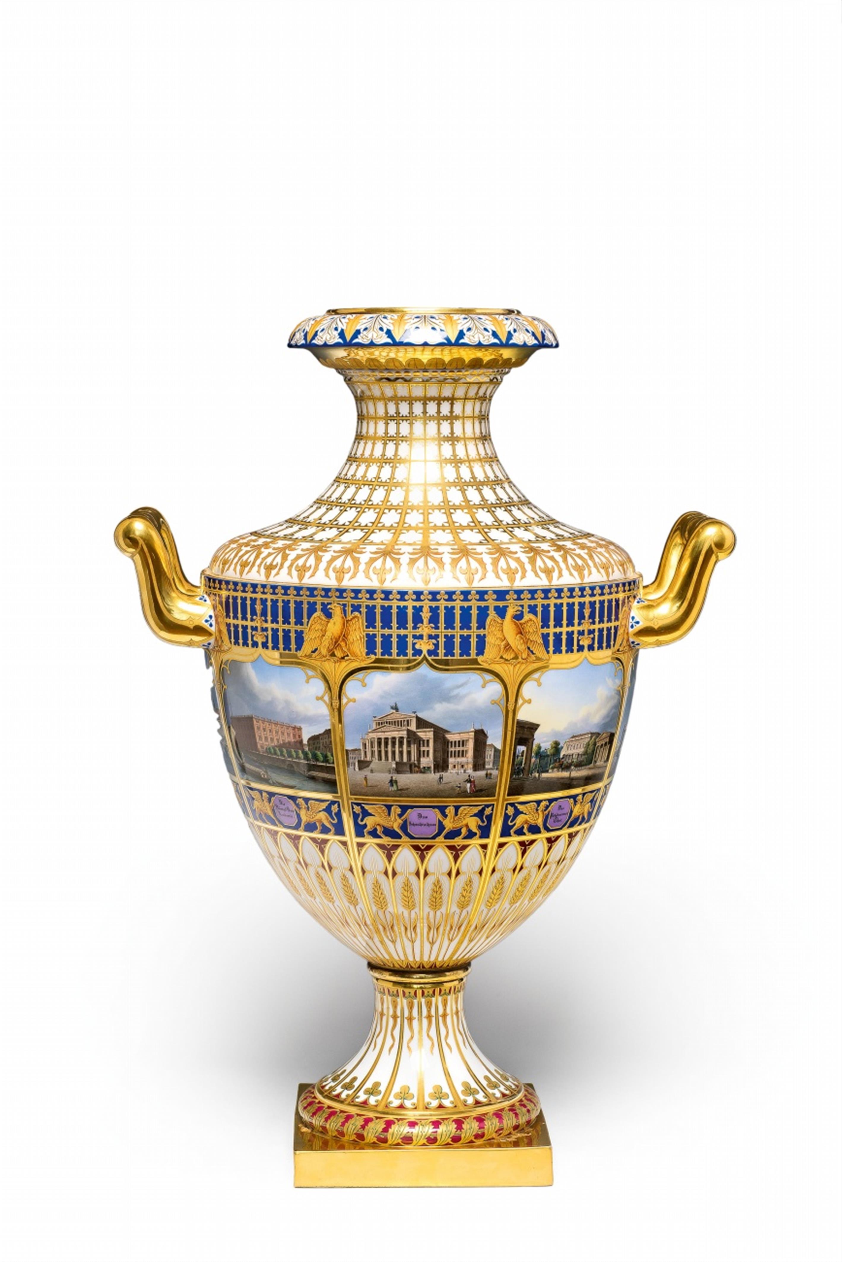 A Berlin KPM porcelain vase with views of Berlin - image-3