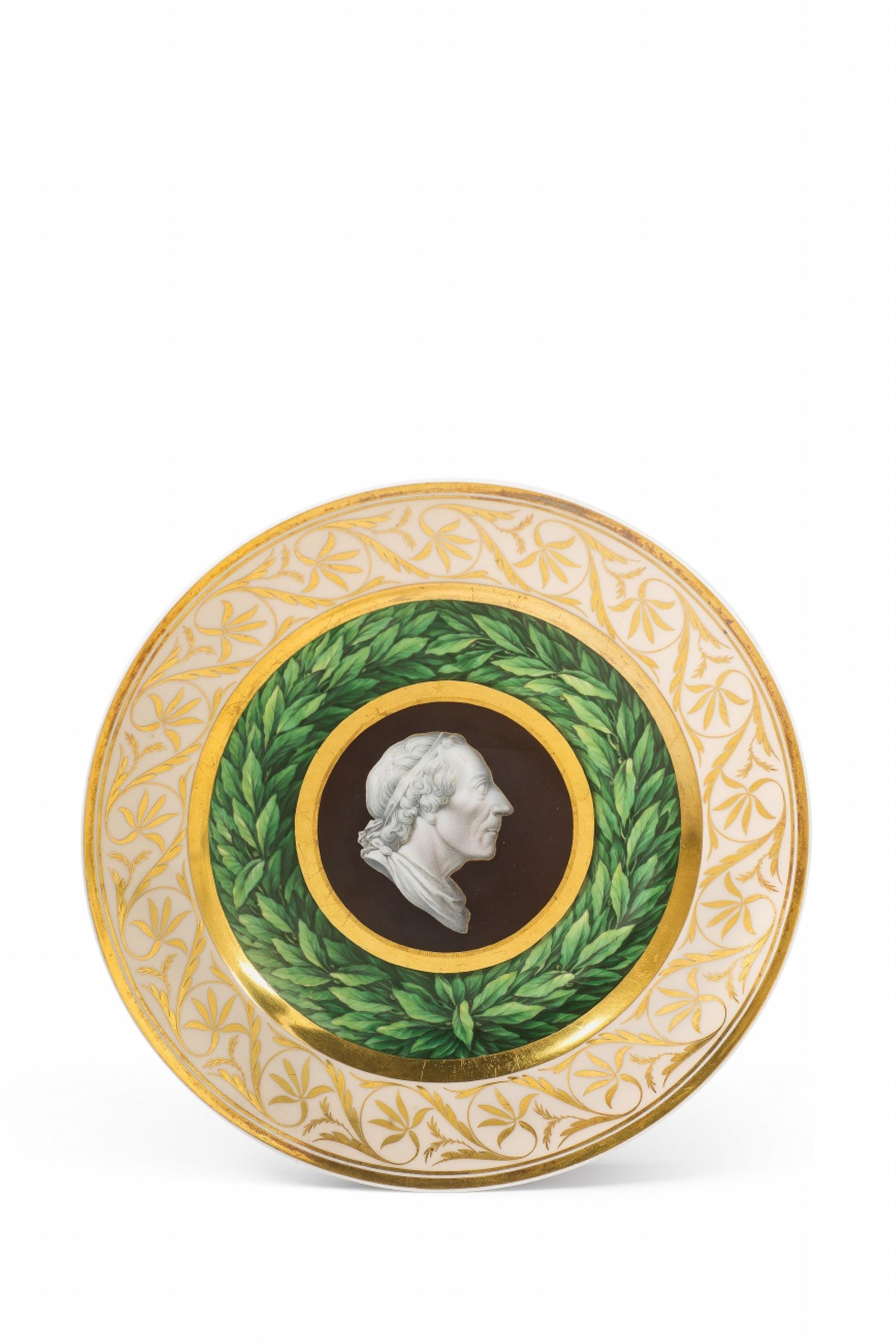 A Berlin KPM porcelain plate with a cameo portrait of King Frederick II of Prussia - image-1