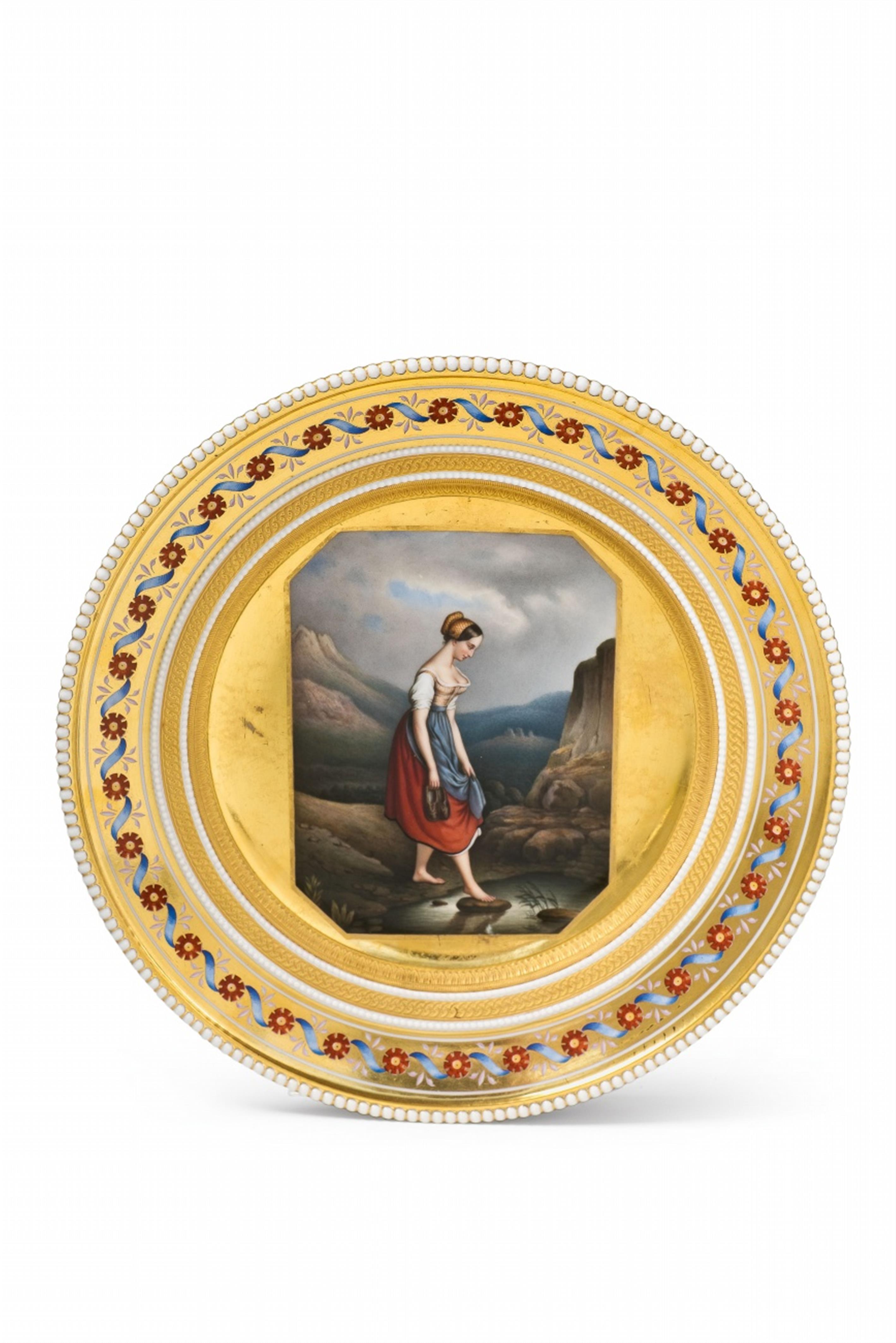 A Berlin KPM porcelain plate from the godparent's service for Friedrich Franz of Mecklenburg-Schwerin - image-1