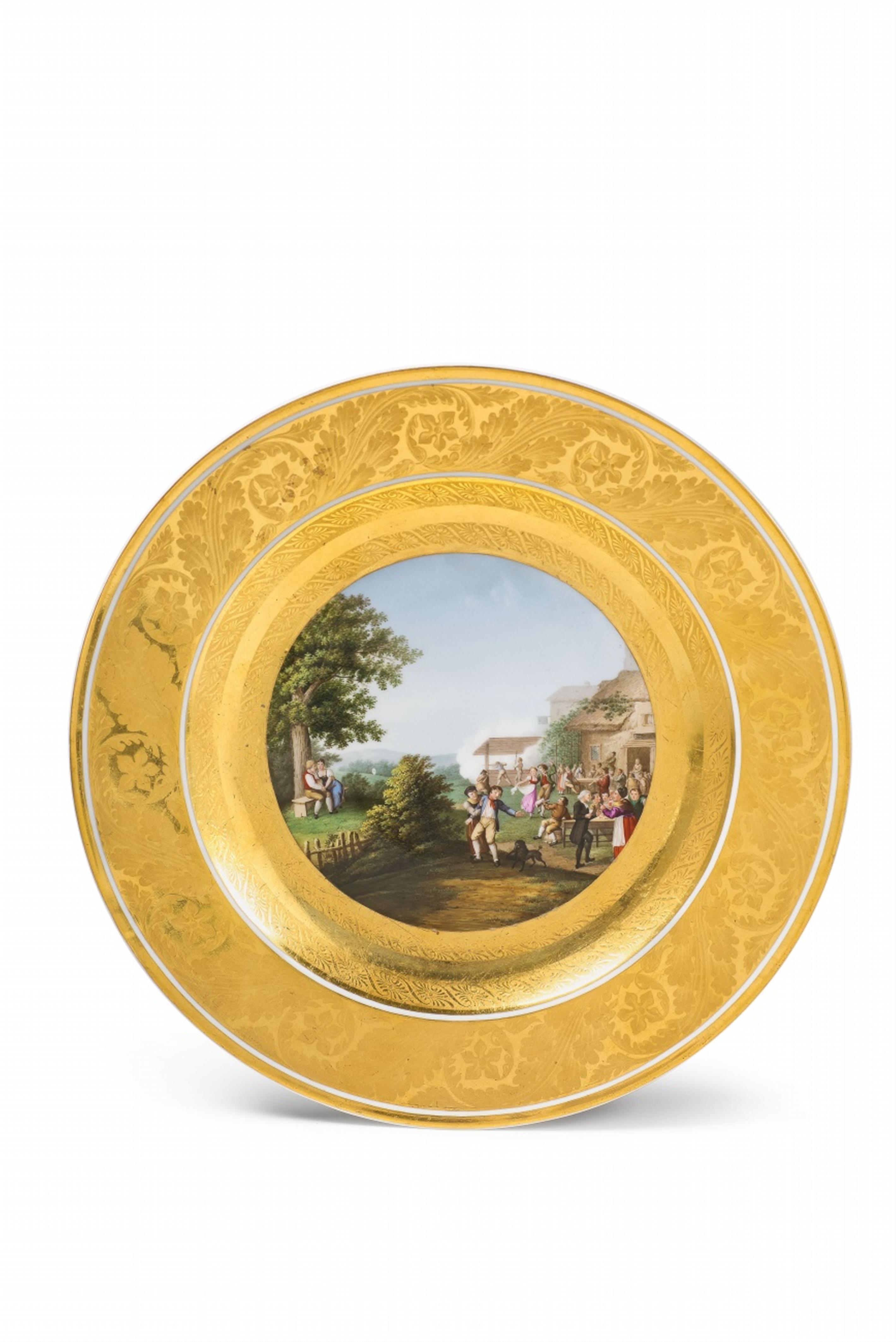 A Berlin KPM porcelain plate with a peasant festival - image-1