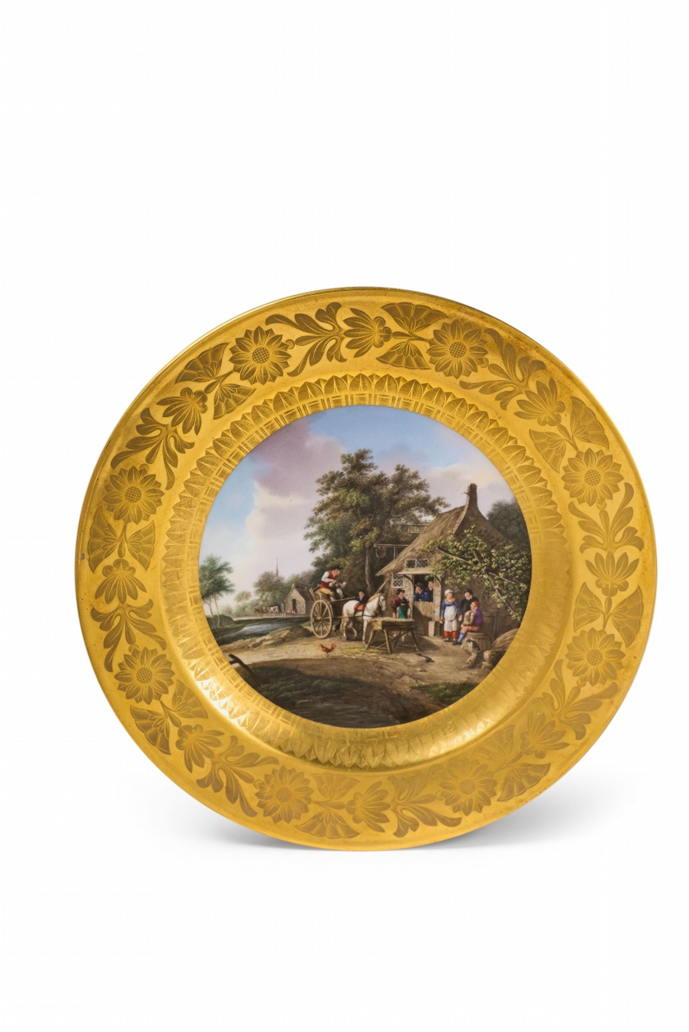 A Berlin KPM porcelain plate with a Dutch peasant scene - image-1