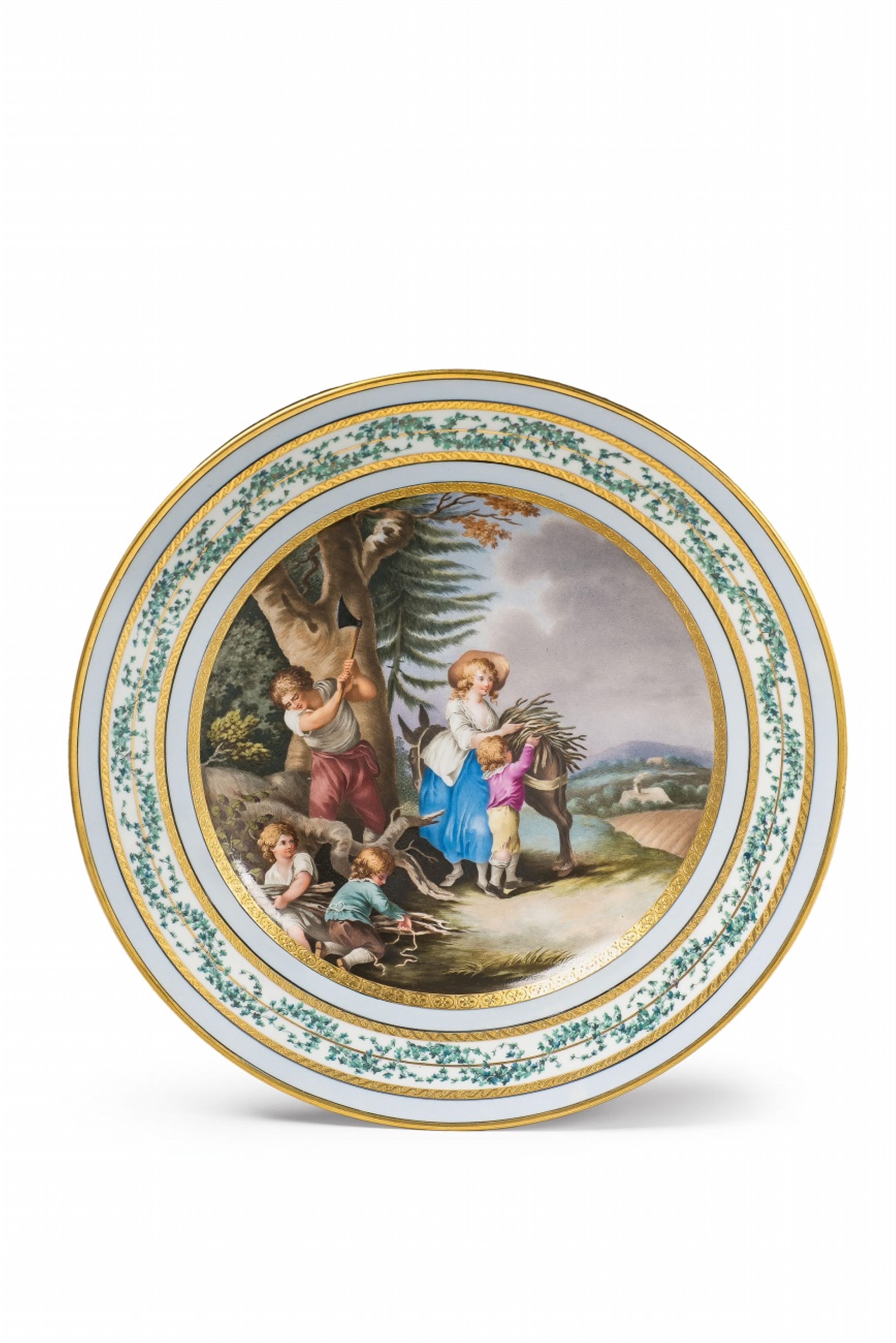 A Sorgenthal porcelain plate with children collecting firewood - image-1