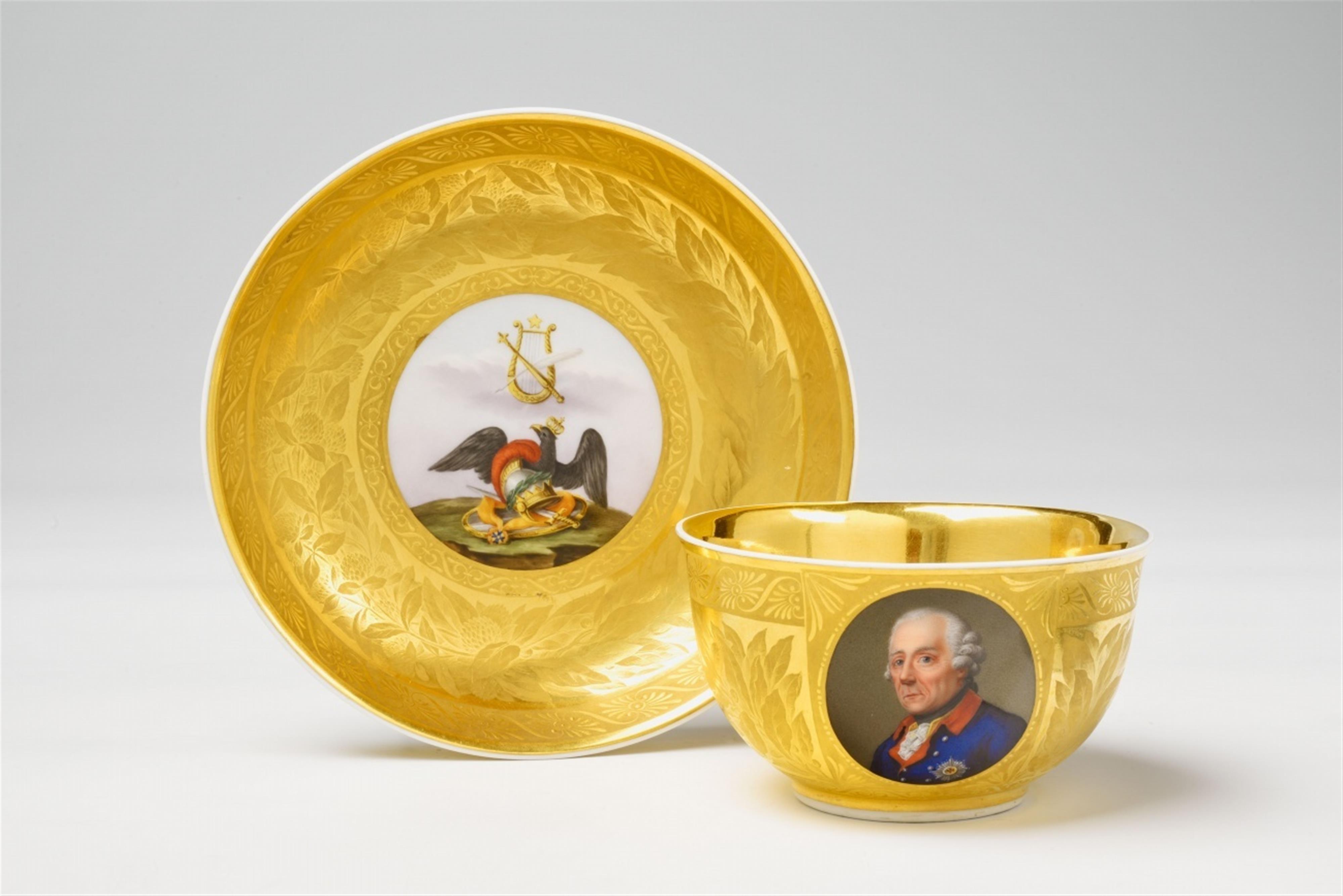 A Berlin KPM porcelain cup with a portrait of King Frederick II of Prussia - image-1