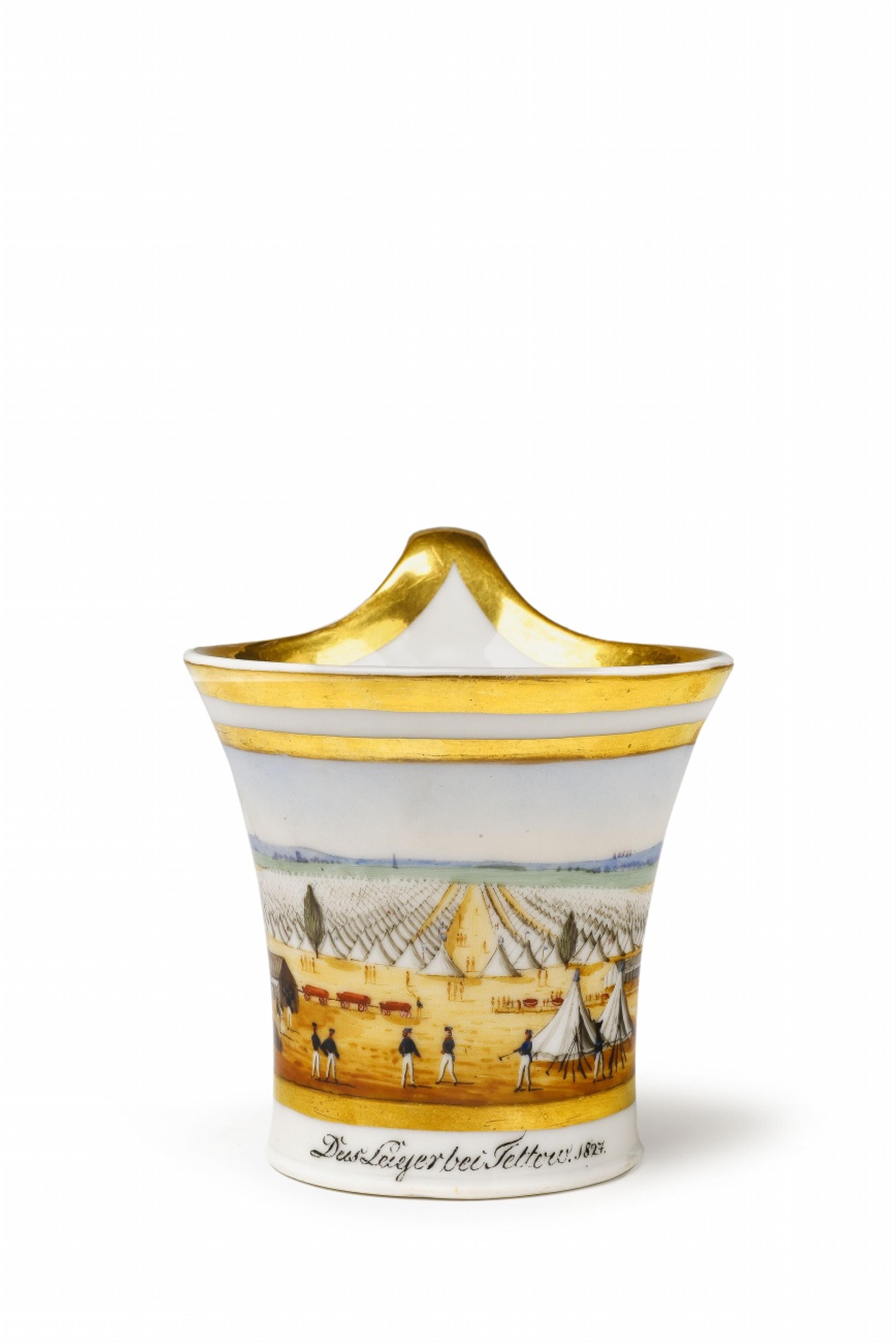 A Berlin KPM porcelain cup with a view of the military encampment at Teltow - image-1