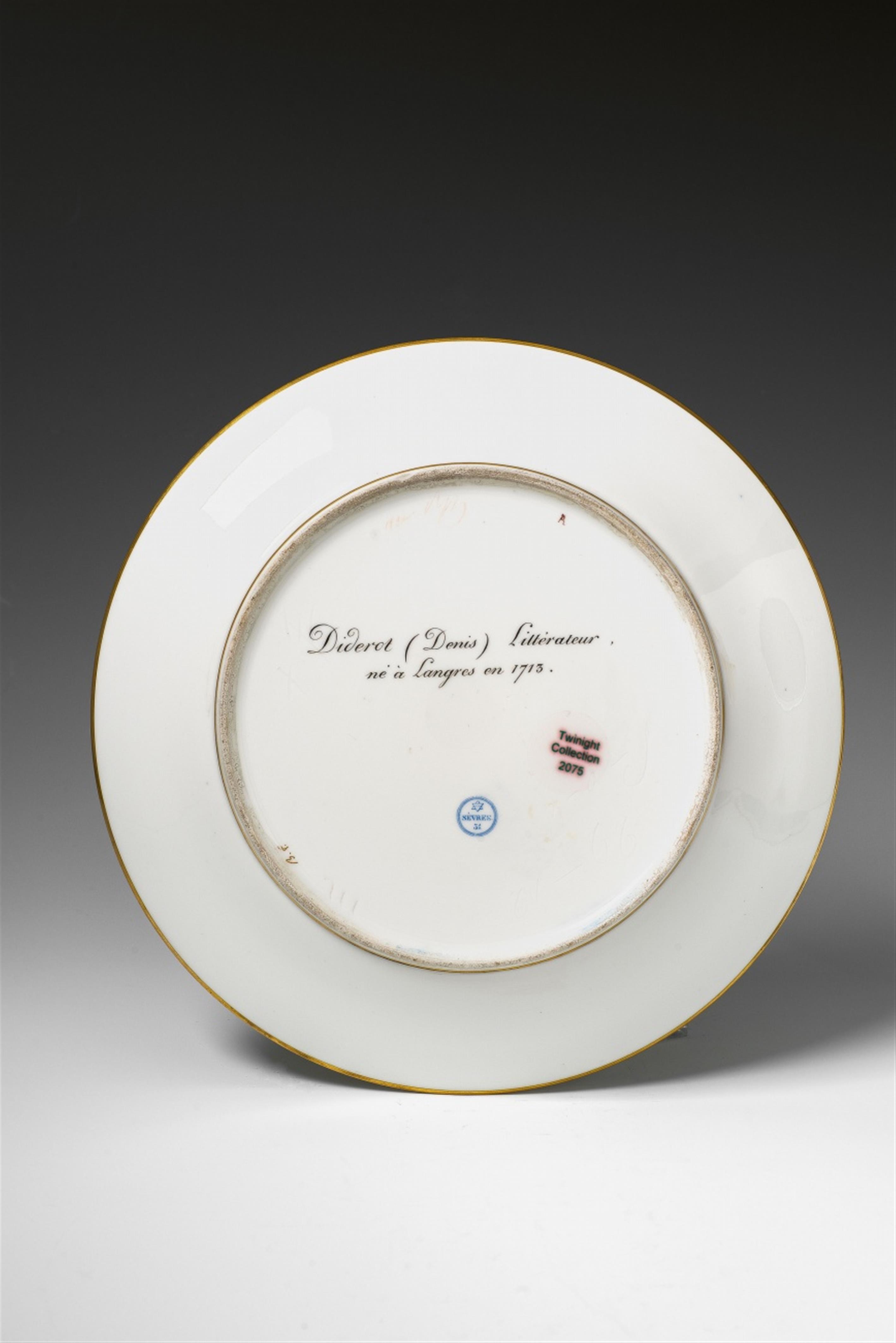 A Sèvres porcelain plate with a cameo portrait of Denis Diderot - image-2