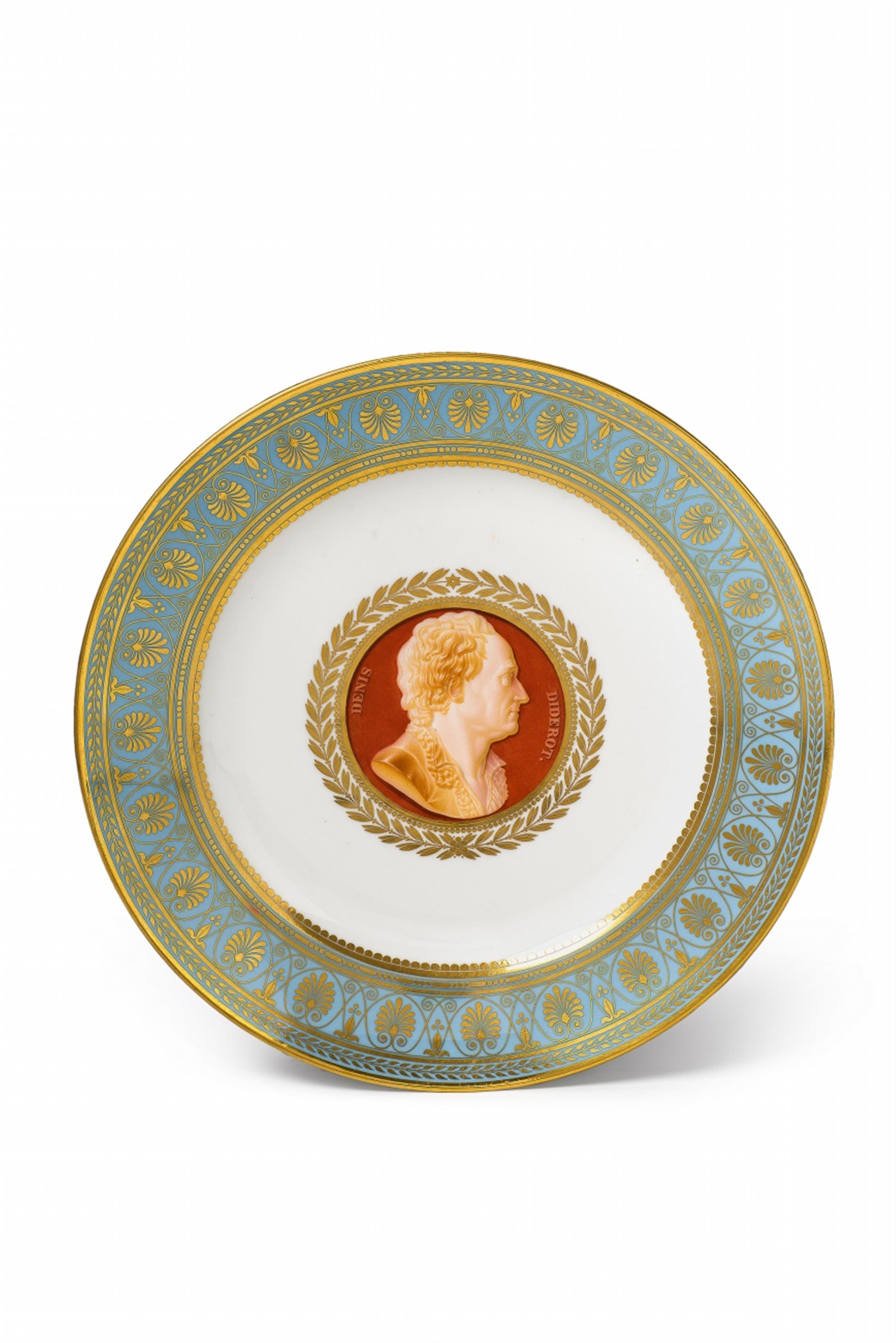 A Sèvres porcelain plate with a cameo portrait of Denis Diderot - image-1