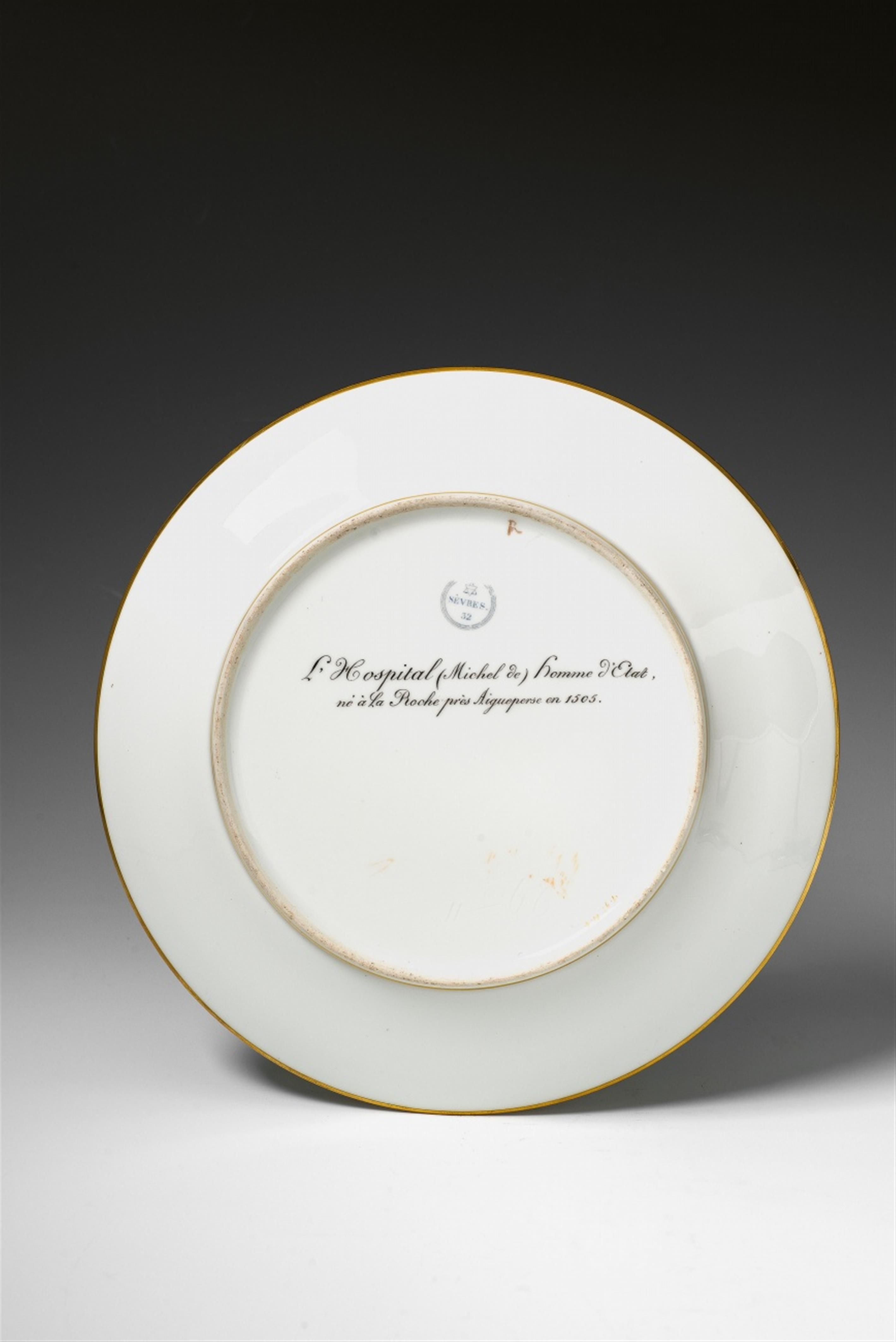 A Sèvres porcelain plate with a cameo portrait of Michel de L'Hopital - image-2
