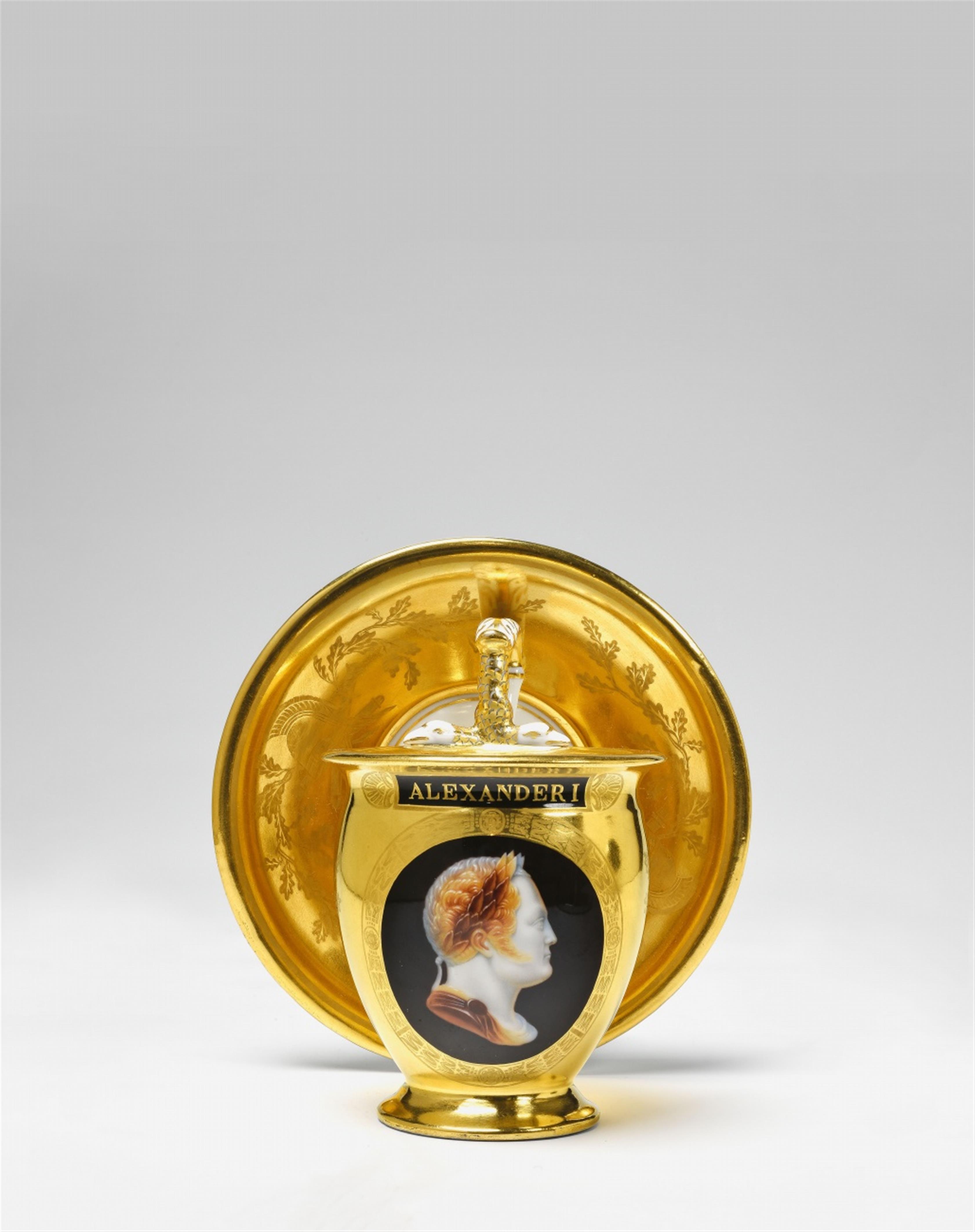 A Berlin KPM porcelain cup with a cameo portrait of Tsar Alexander I - image-1