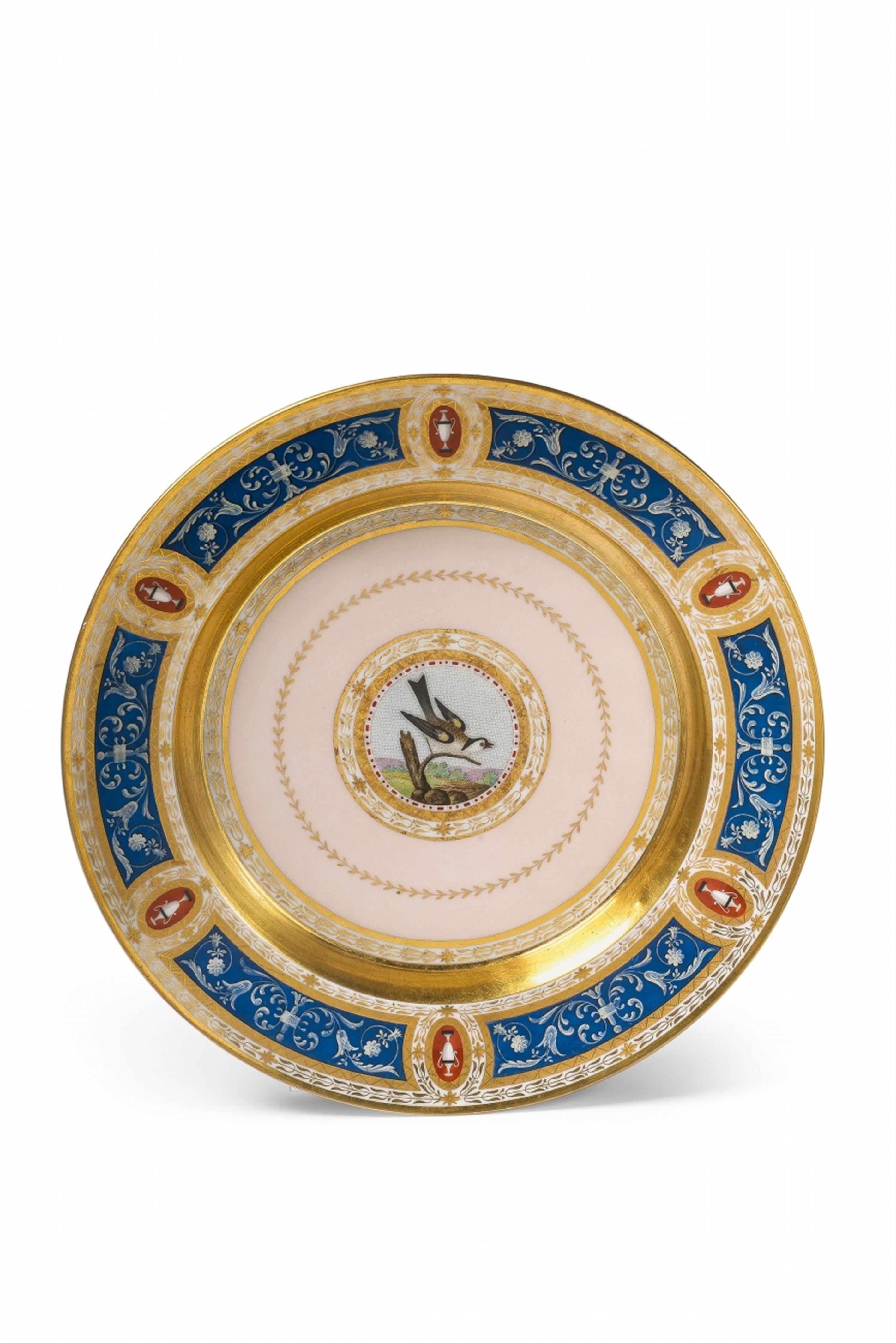 A Berlin KPM porcelain plate with a painted micromosaic bird - image-1