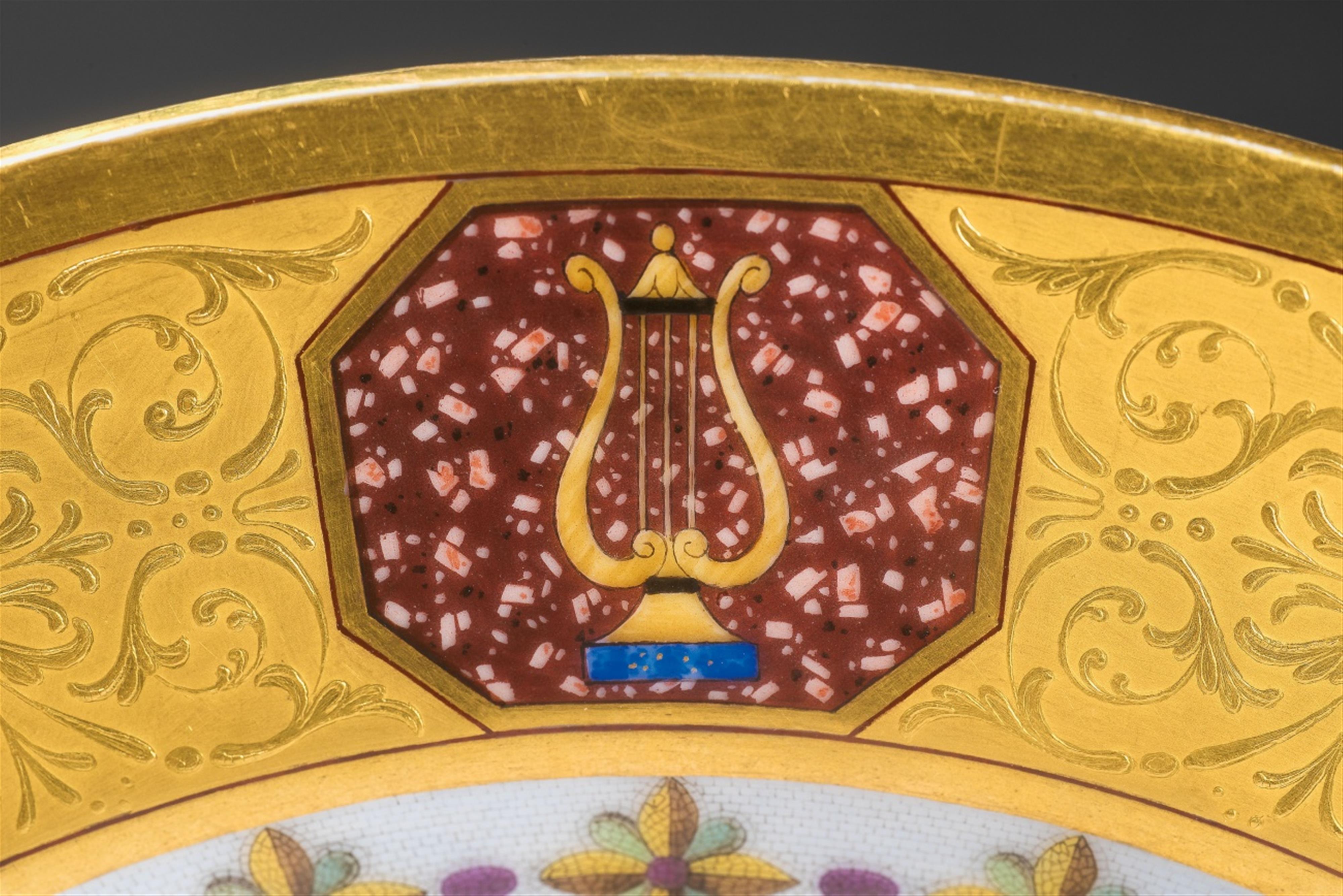 A Berlin KPM porcelain plate with painted micromosaic swans - image-3