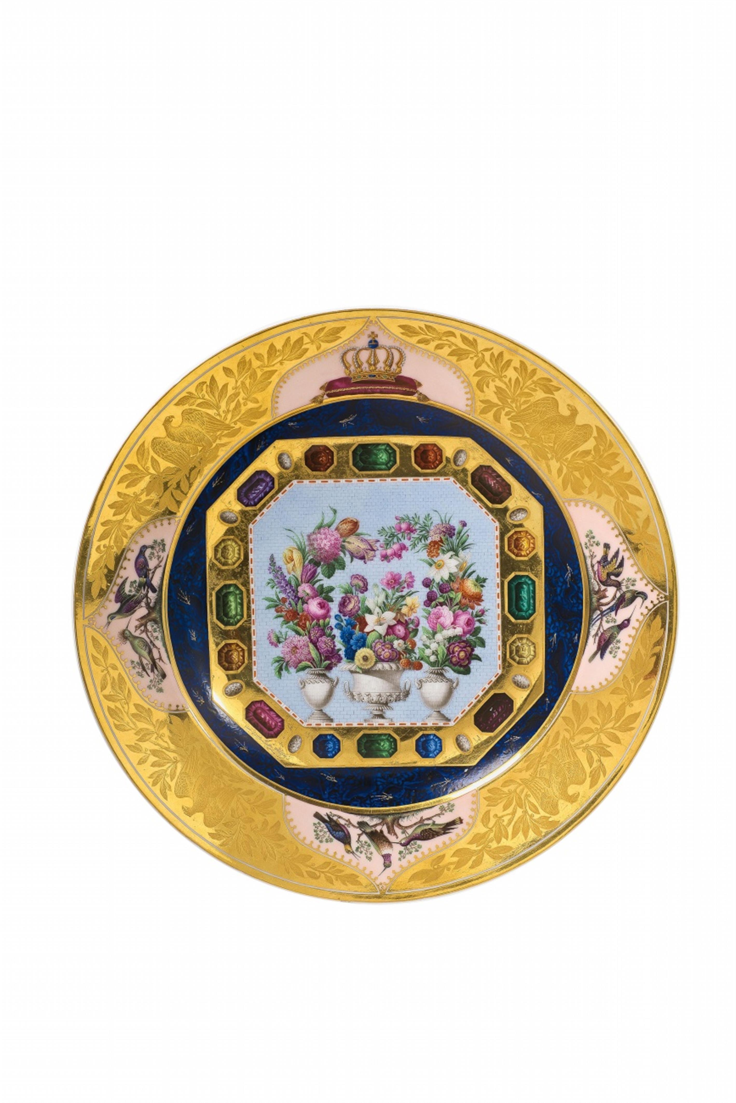 A Berlin KPM painted micromosaic porcelain plate made for the royal court - image-1