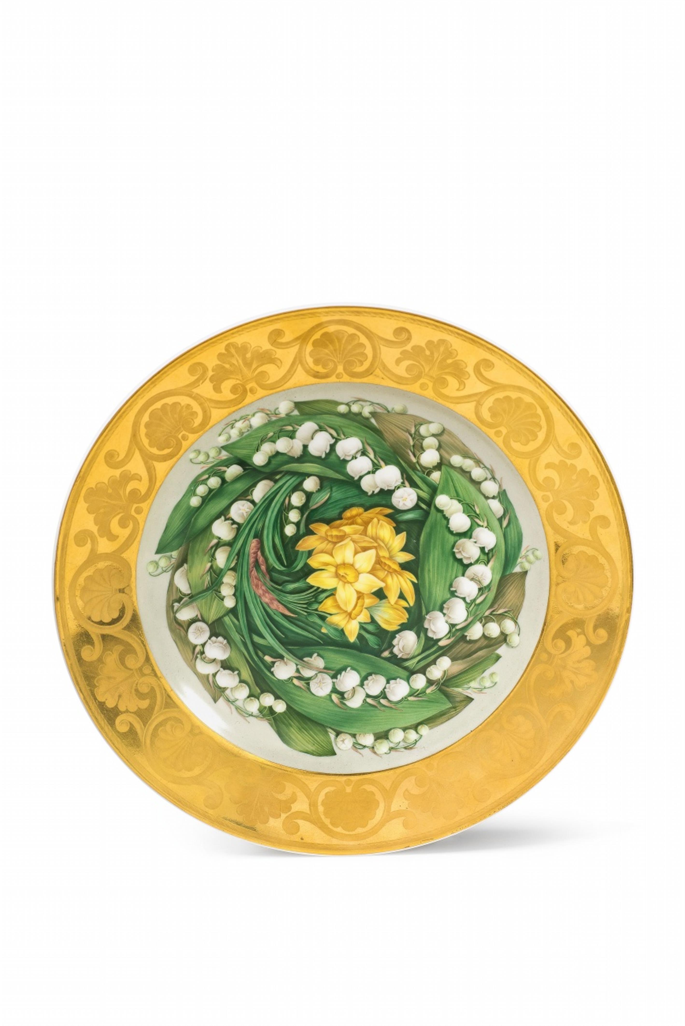 A Berlin KPM porcelain plate with lily of the valley and narcissi - image-1