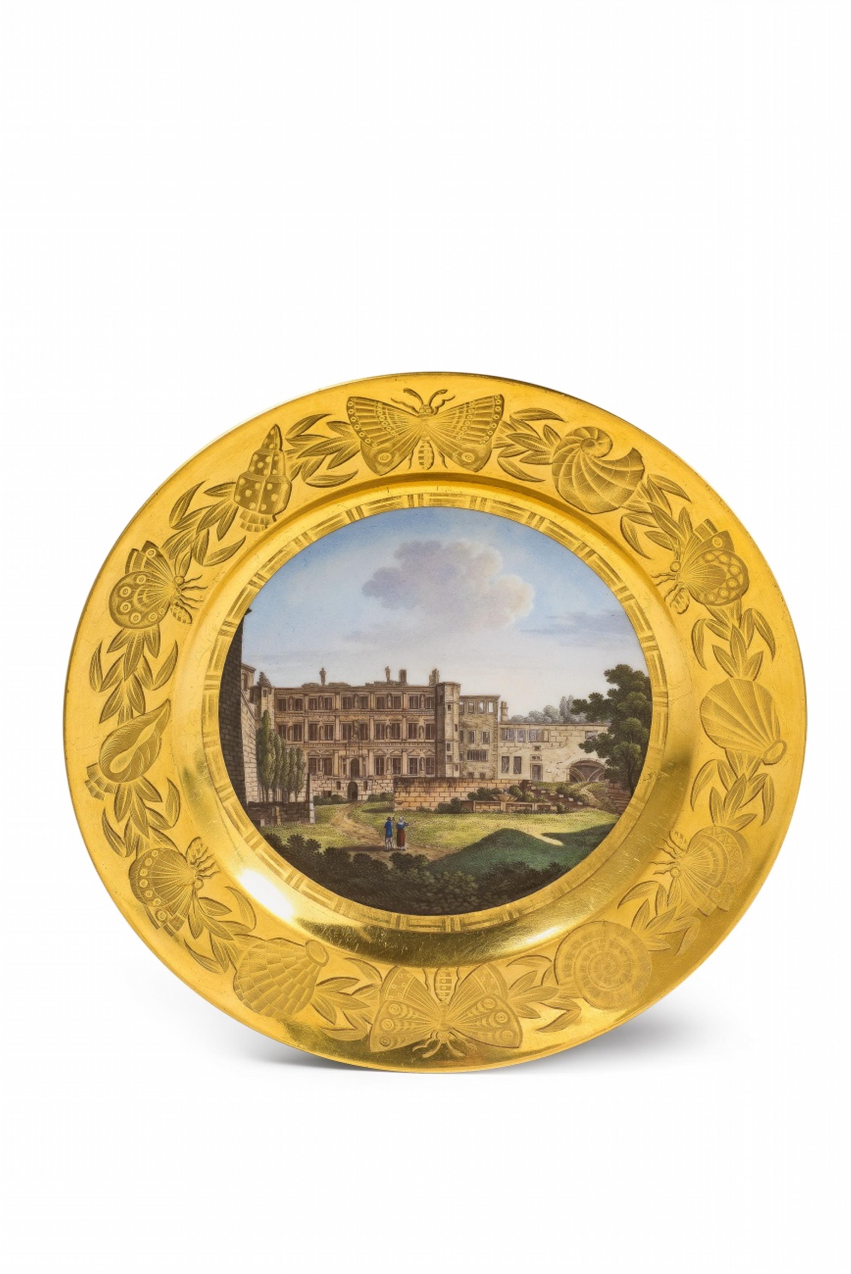 A Berlin KPM porcelain plate with a view of Heidelberg Palace - image-1