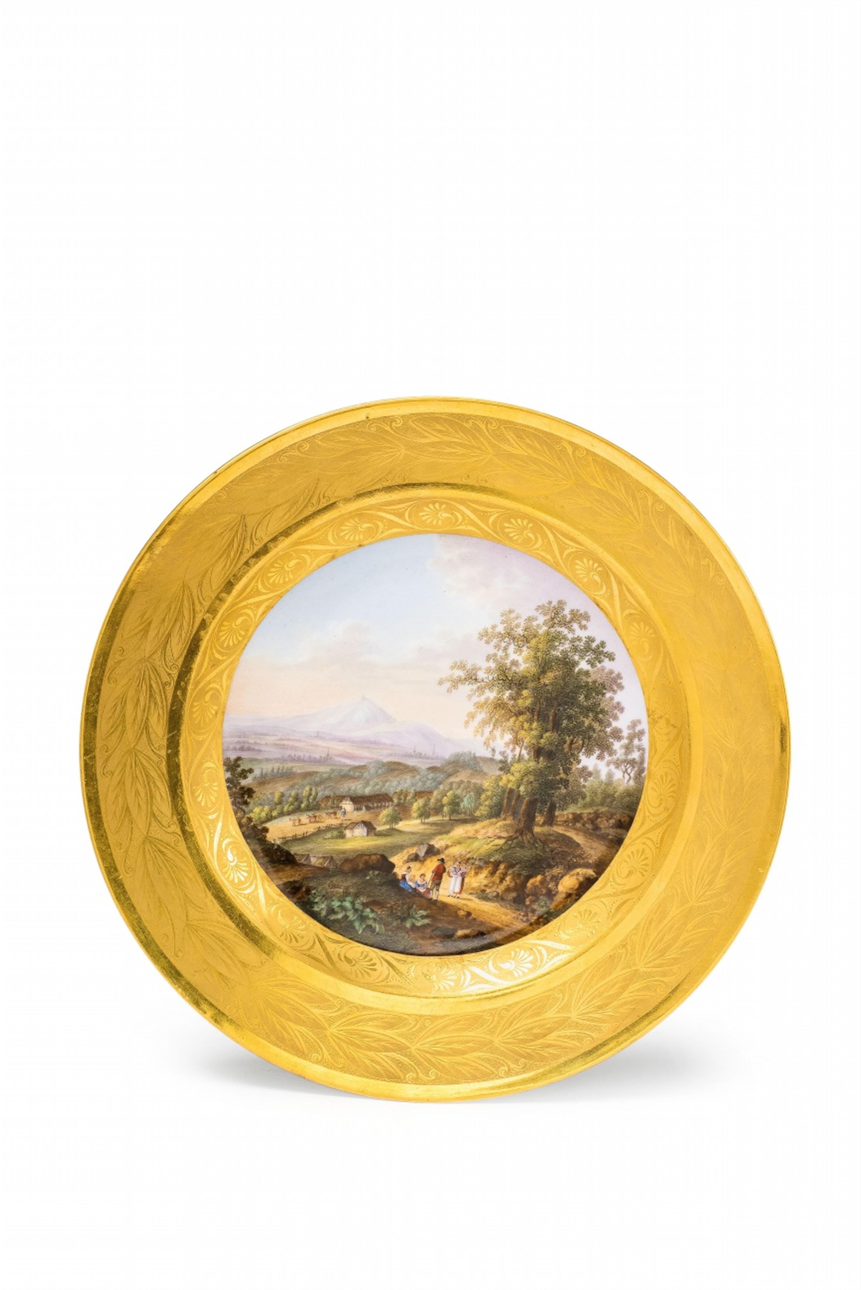 A Berlin KPM porcelain plate with a view of Hirschberger Valley in Silesia - image-1