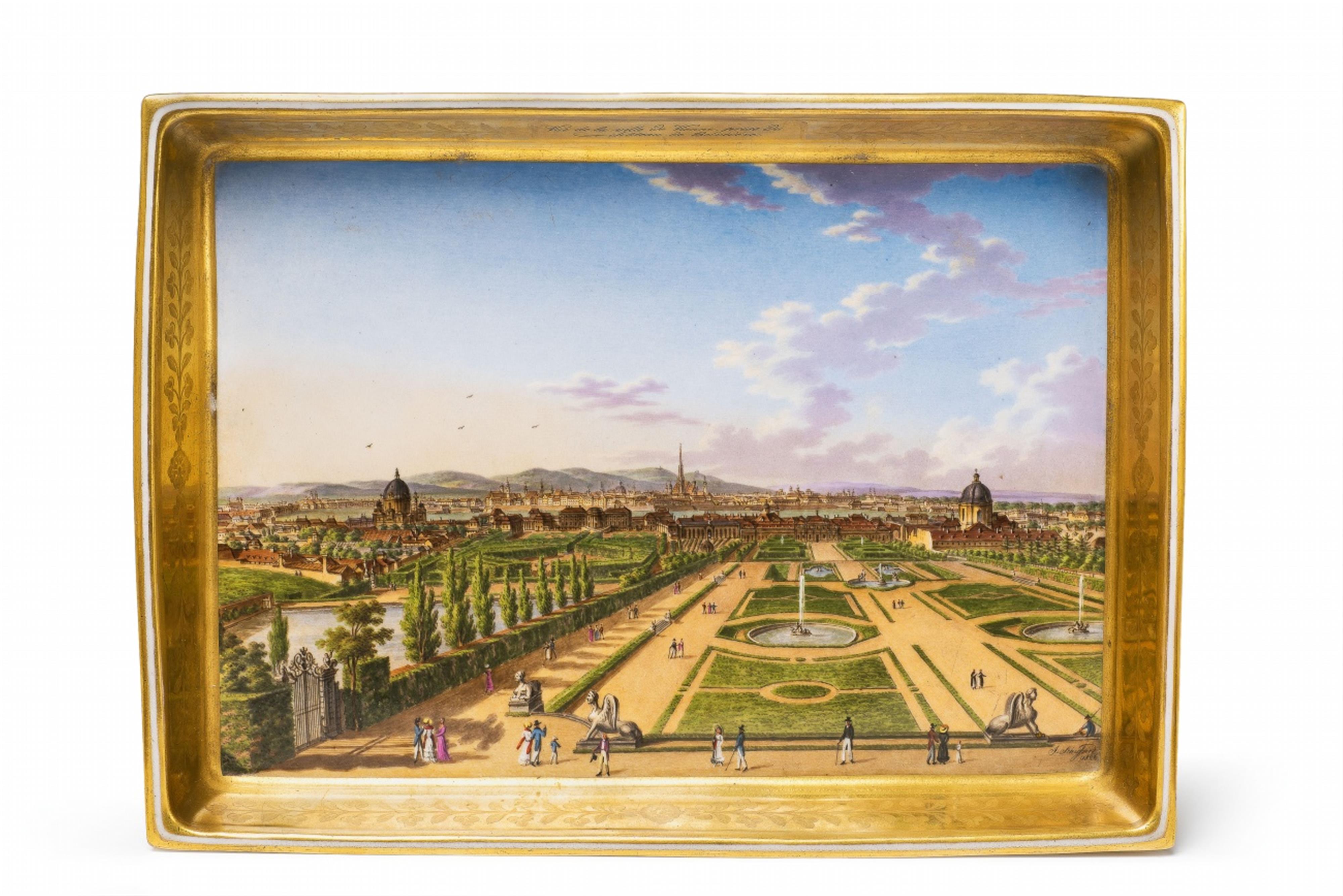 A three-piece Niedermayer porcelain writing set with views of Vienna - image-2