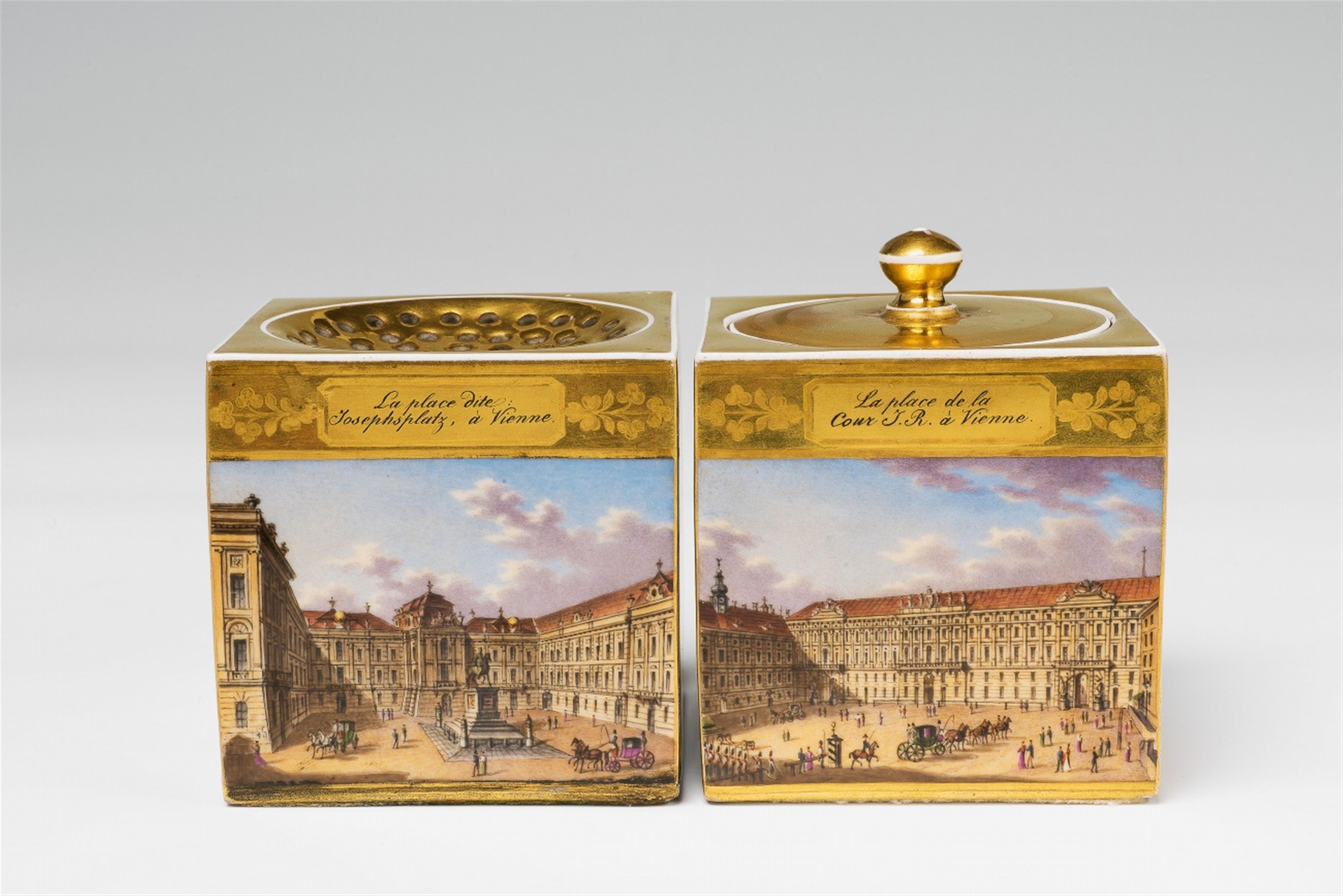 A three-piece Niedermayer porcelain writing set with views of Vienna - image-6