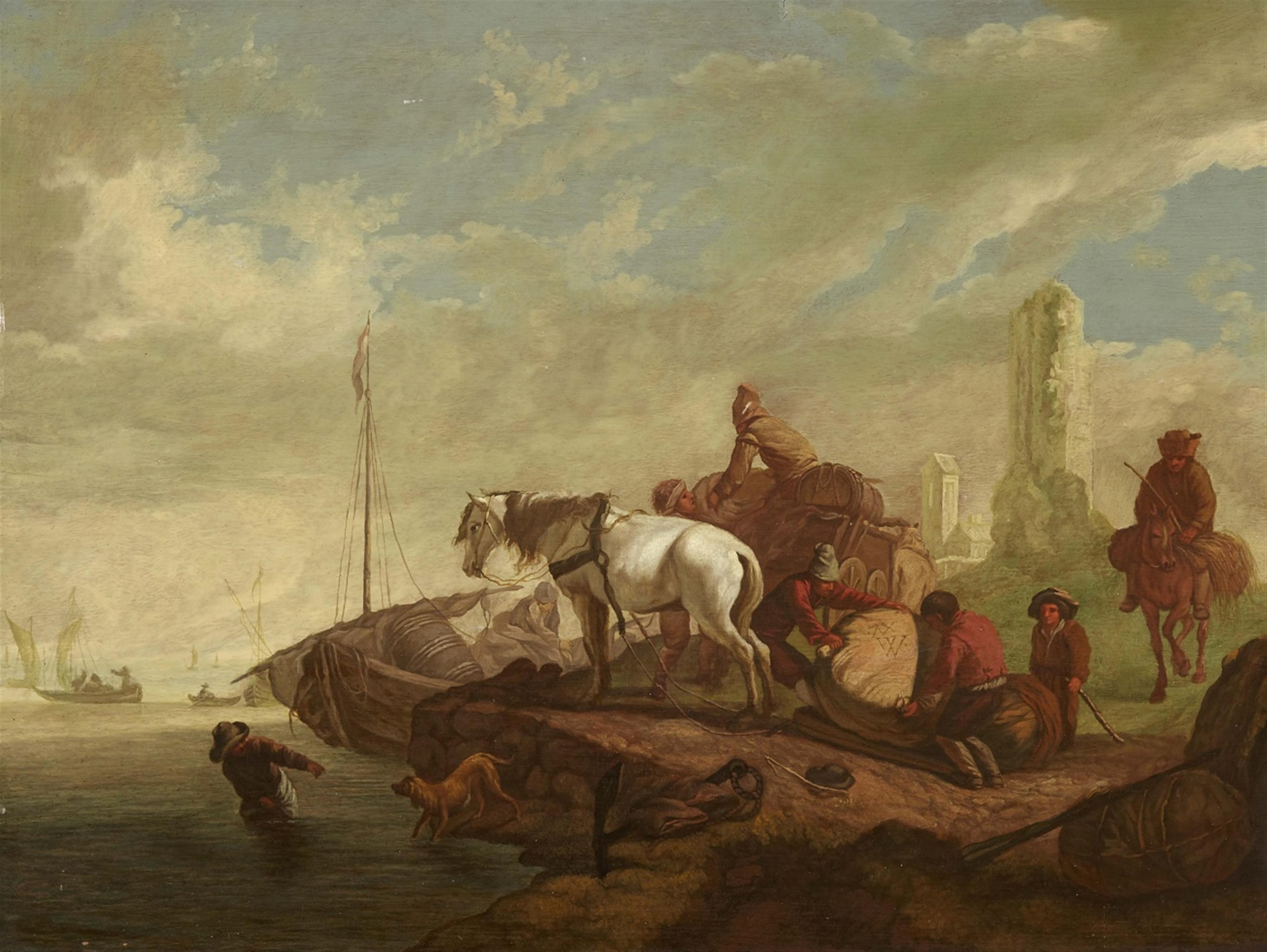 Philips Wouwerman, zugeschrieben - Flusslandschaft mit Reitern - image-1