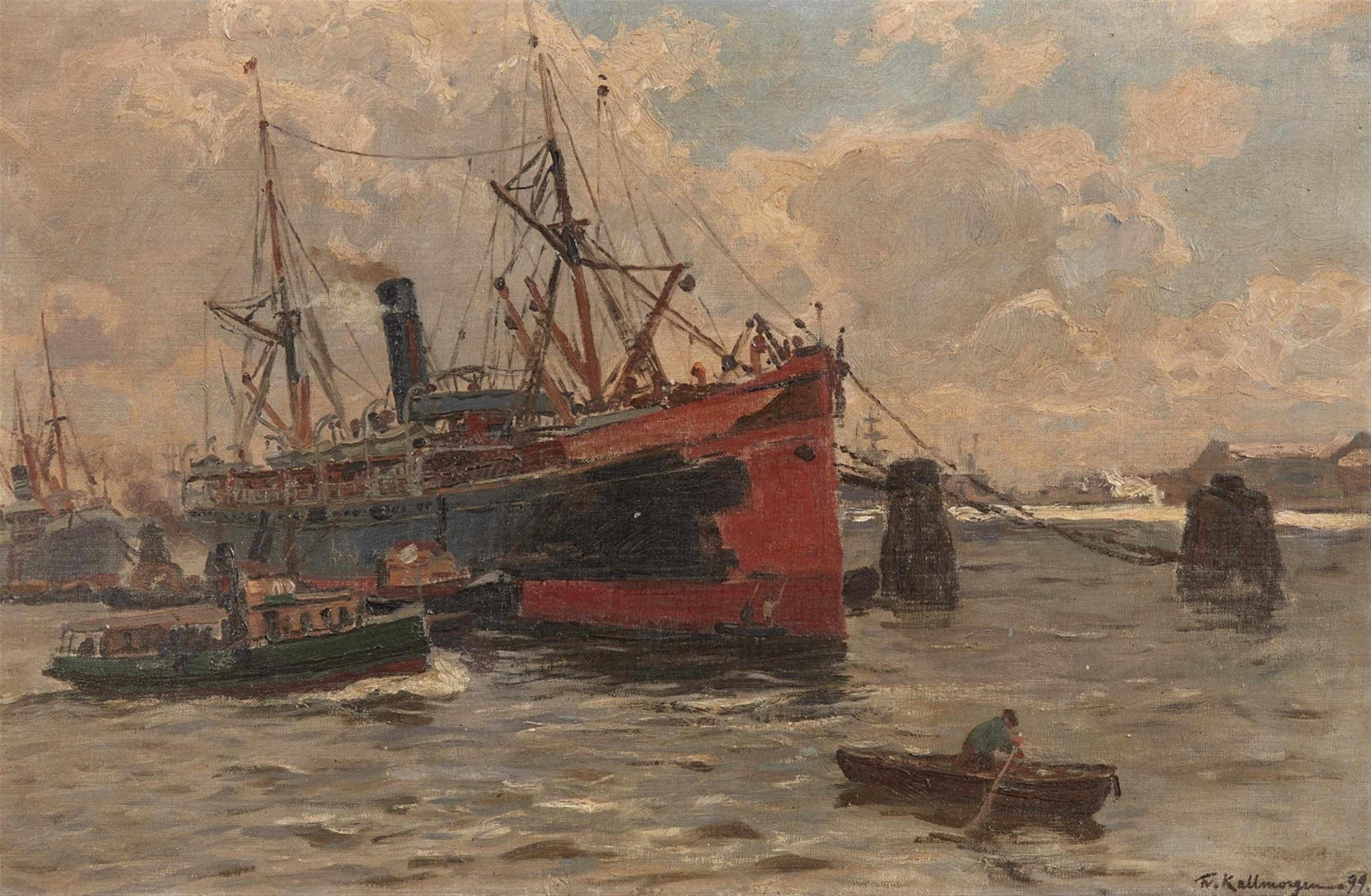 Friedrich Kallmorgen - A South American Steam Ship in Hamburg Harbour - image-1
