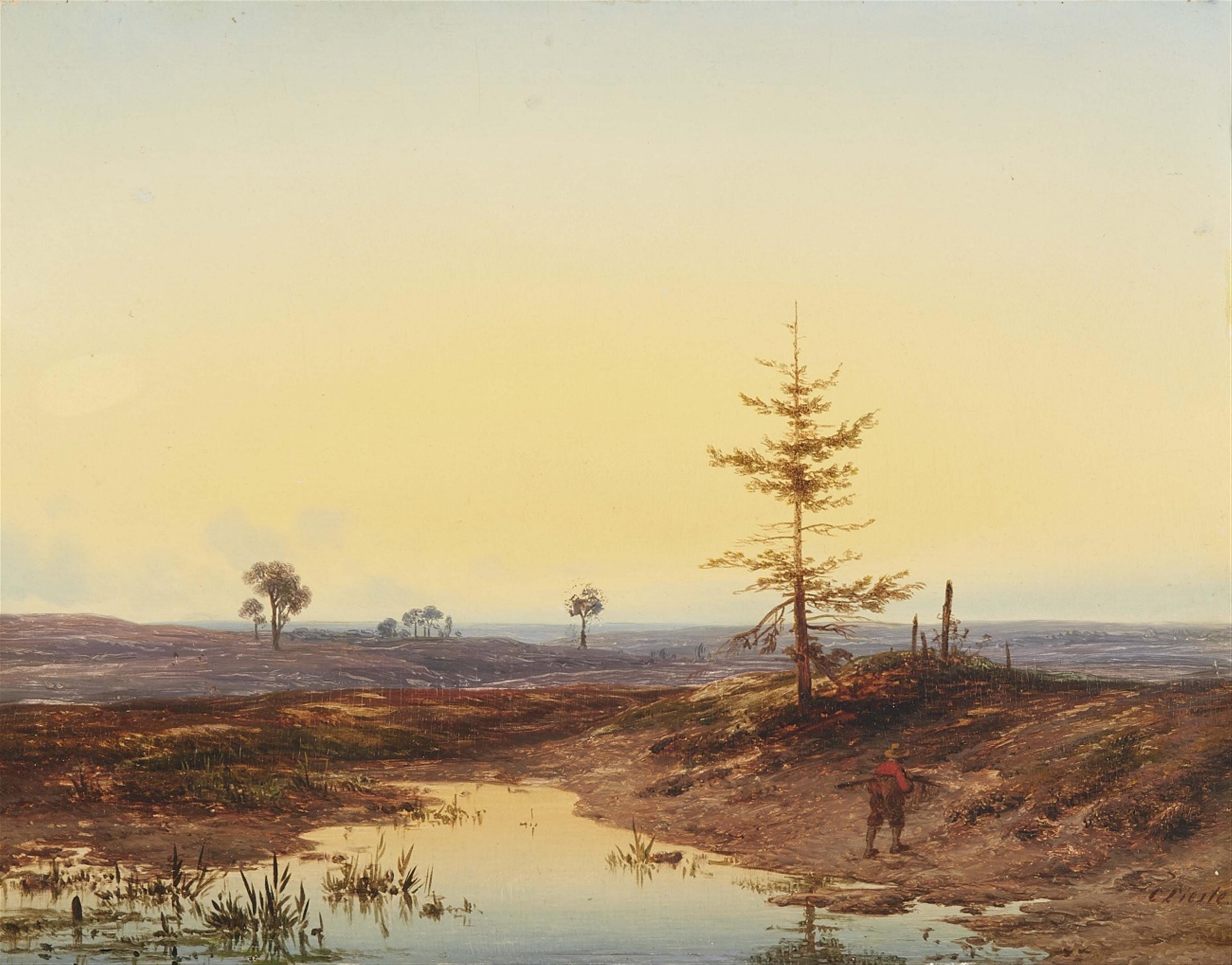 Cornelis Lieste - Evening Mood over a Moorland Landscape - image-1