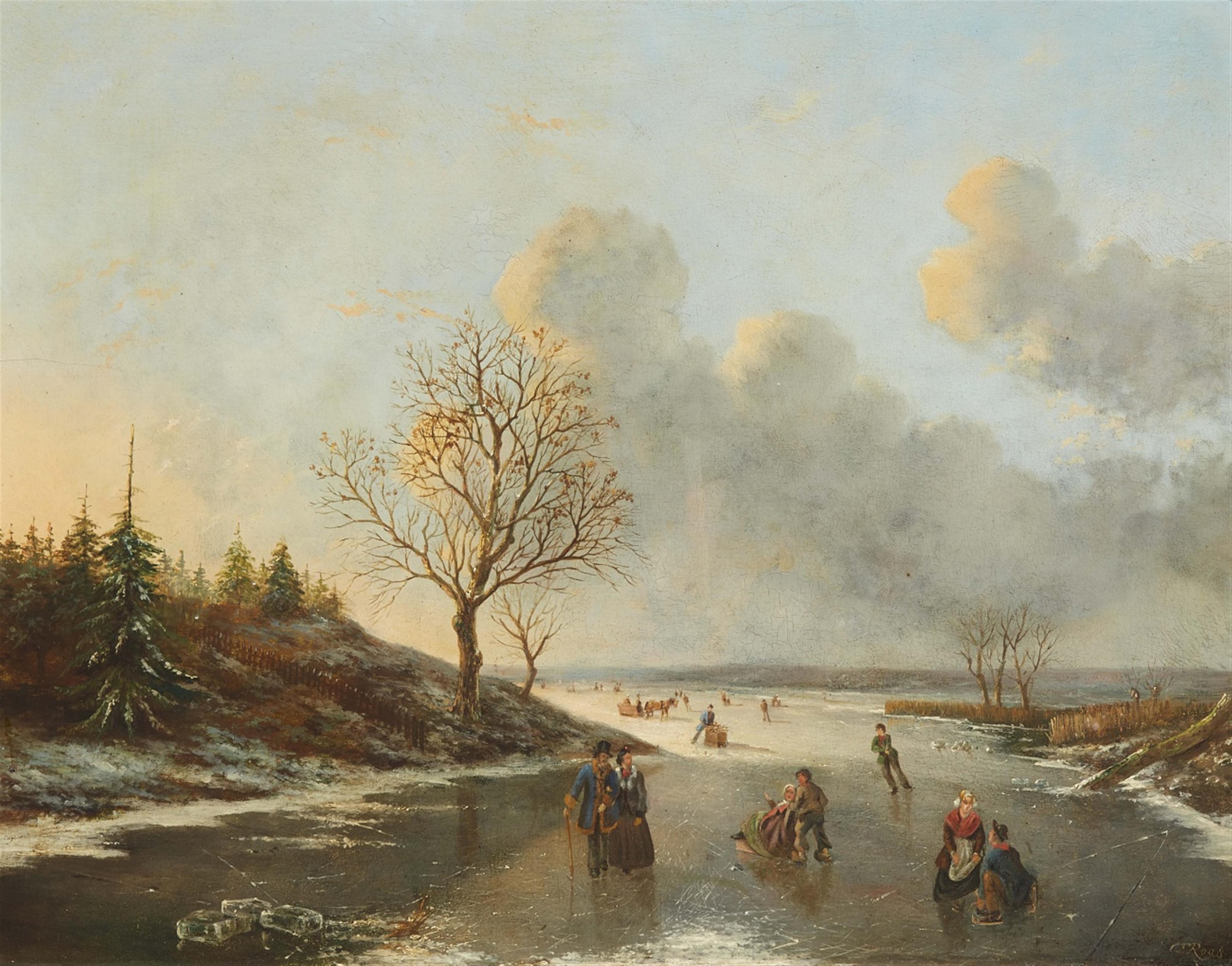Cornelis Francois Roos - Winter Landscape with a Frozen River - image-1