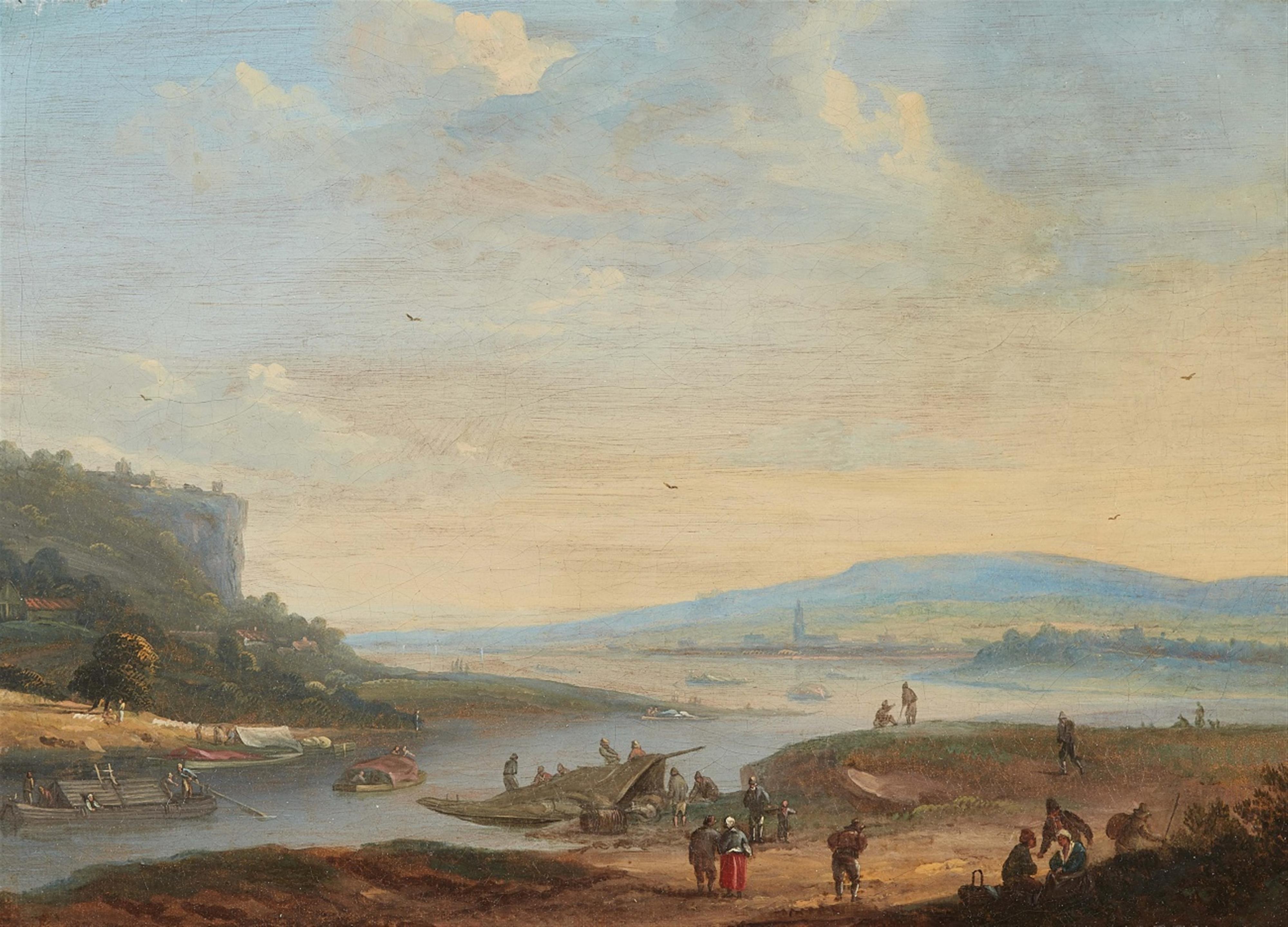 Flämischer Meister des frühen 18. Jahrhunderts - Flusslandschaft mit Bootsverkehr - image-1