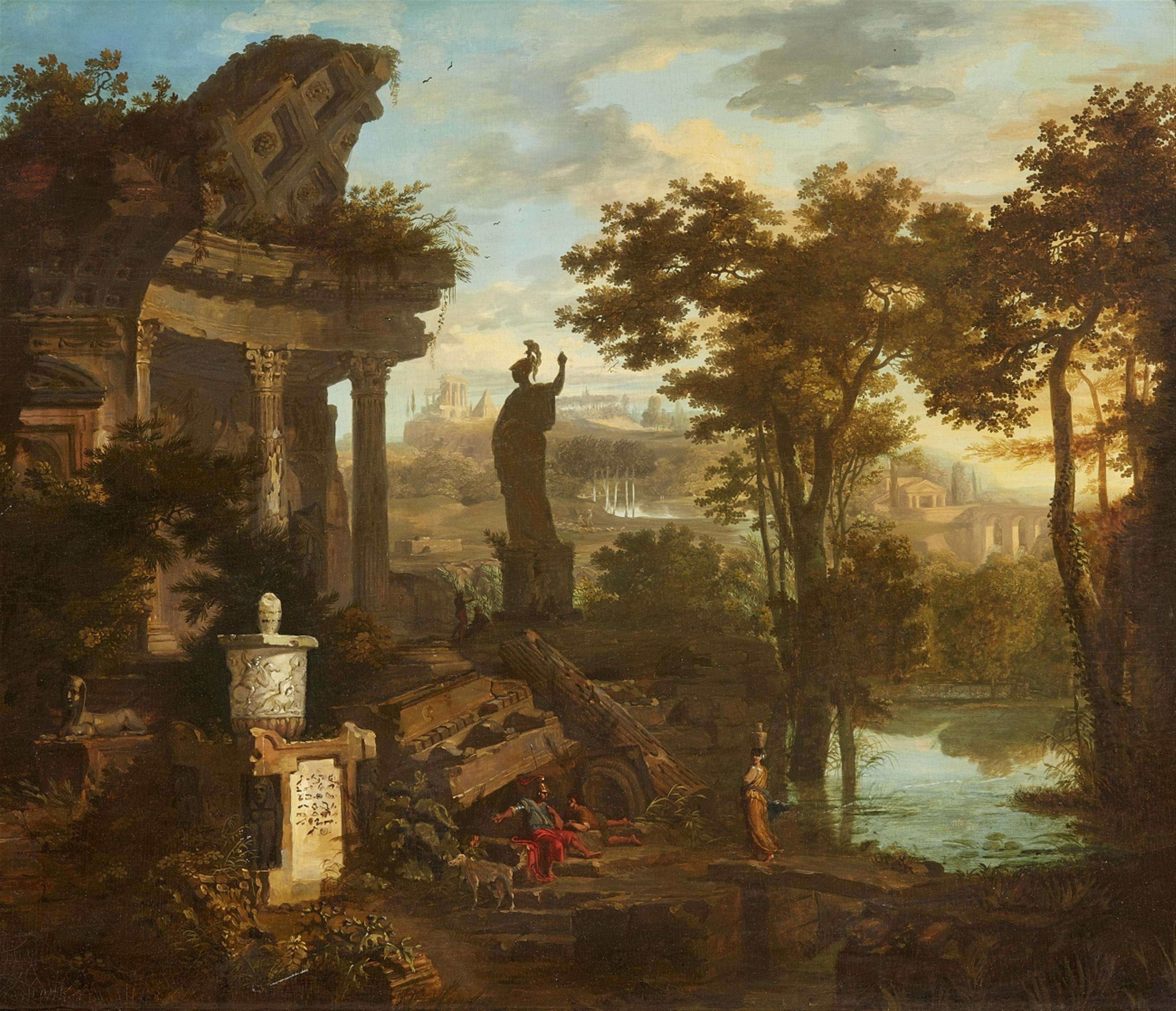 French School 17th century - Southern Landscape with Ruins - image-1