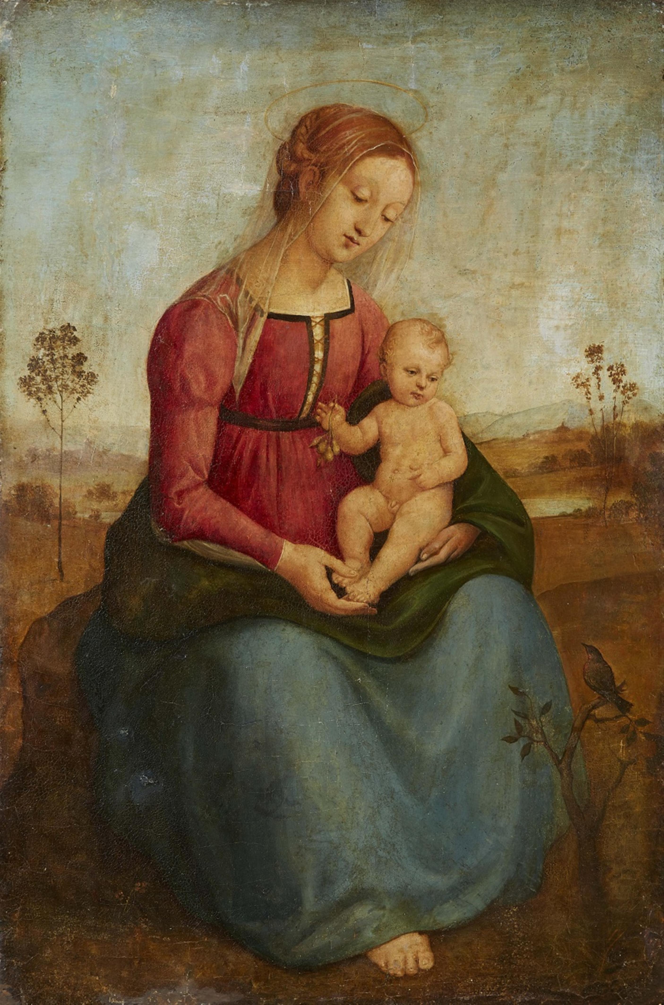 Italienischer Meister wohl frühes 16. Jahrhundert - Madonna mit Kind in einer Landschaft - image-1