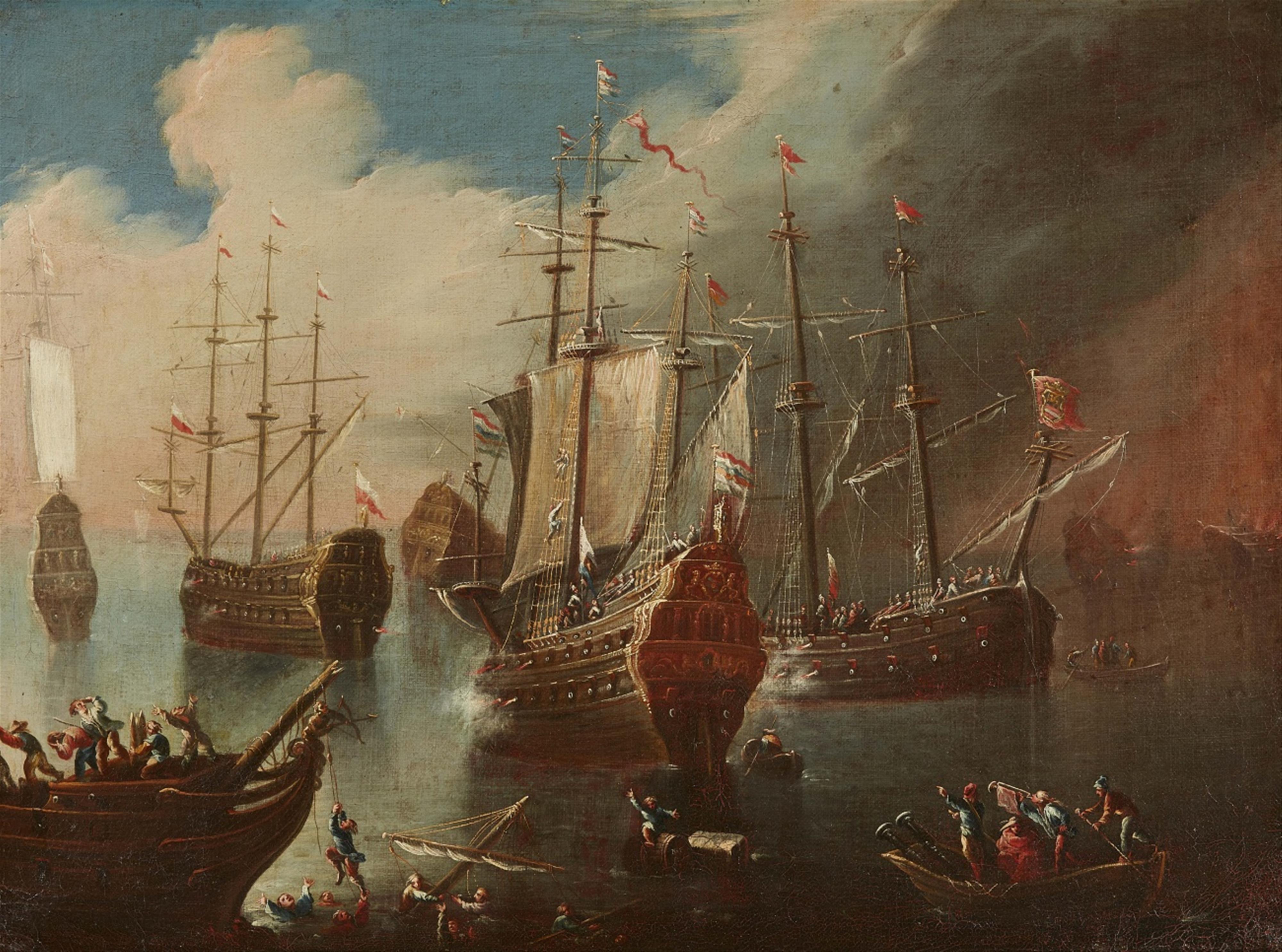Italian School 17th century - Naval Battle Scene - image-1